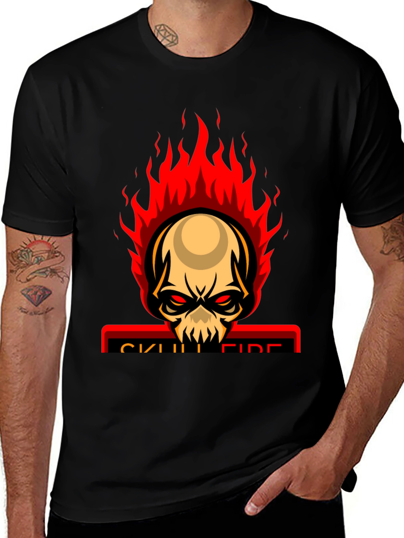 Skull Fire Graphic Print T-Shirt