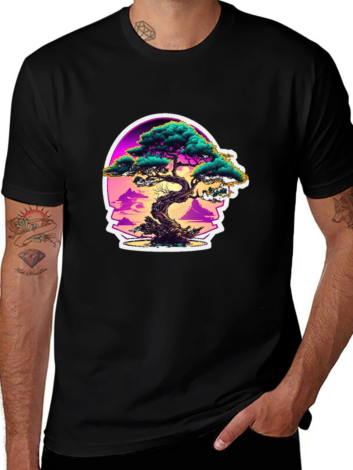 Variant 12 of Bonsai Tree Black T-Shirt - Artistic Design