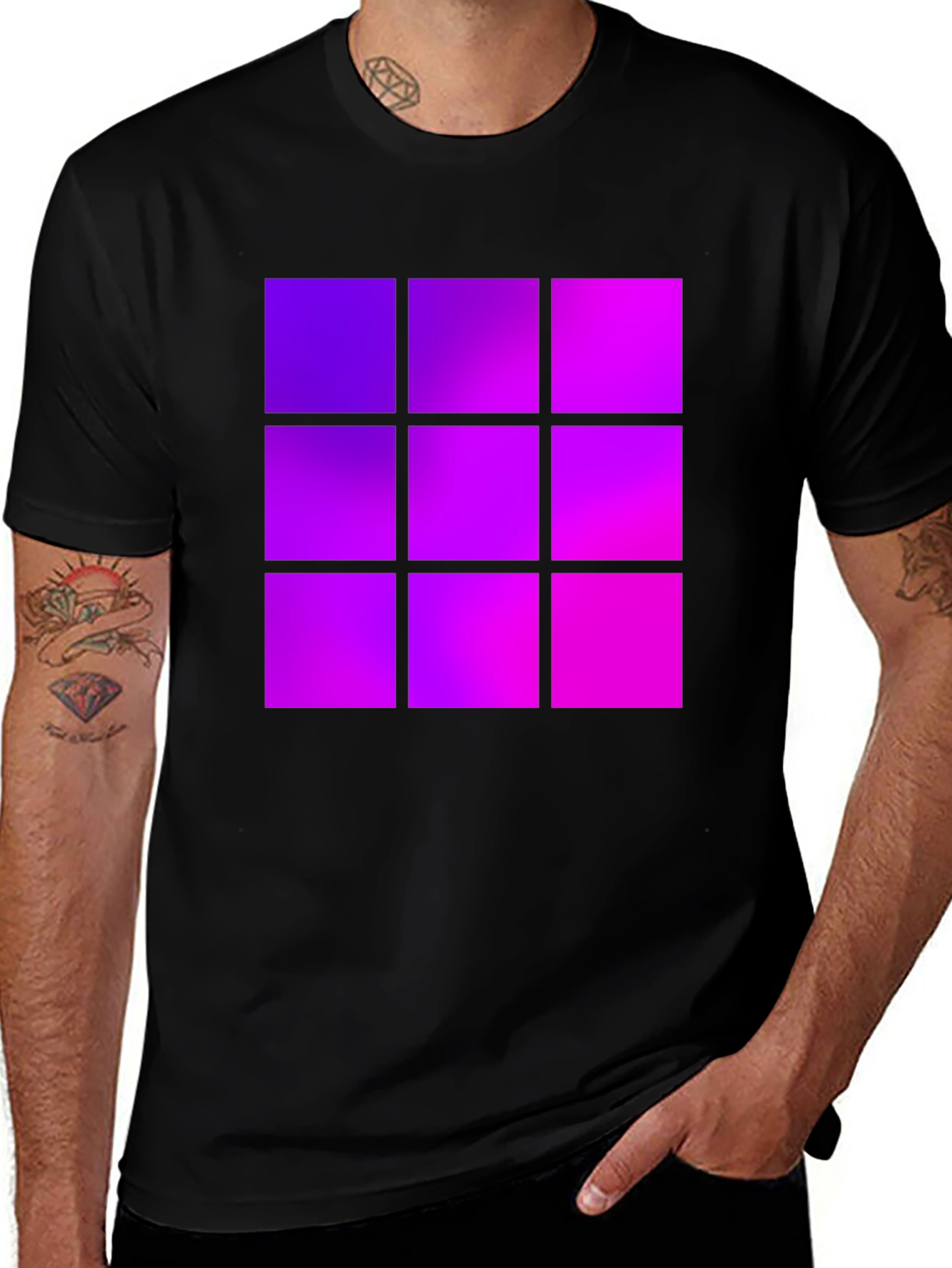 Variant 22 of Gradient Squares Graphic Black Tee