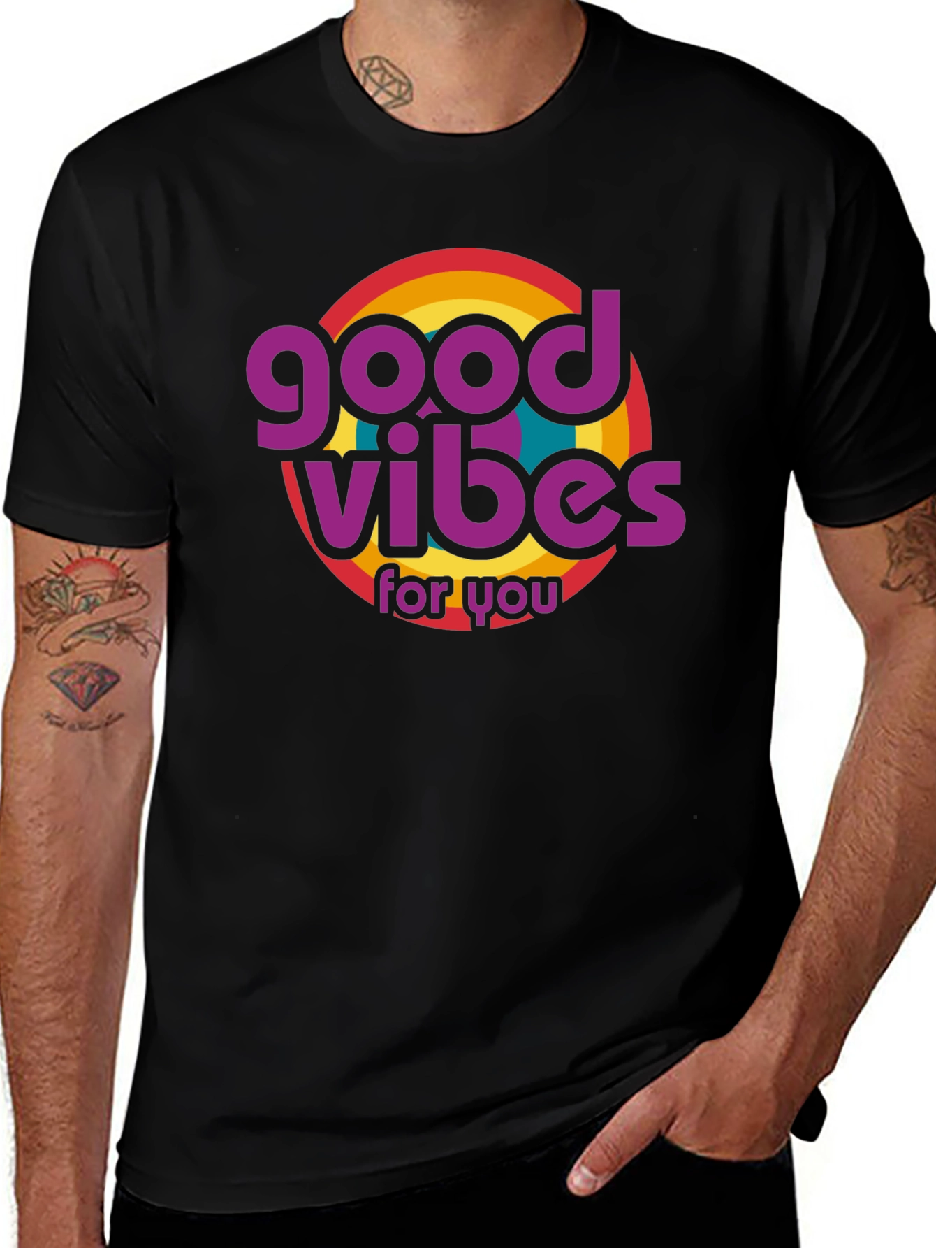 Variant 16 of Good Vibes Retro Graphic T-Shirt - Black