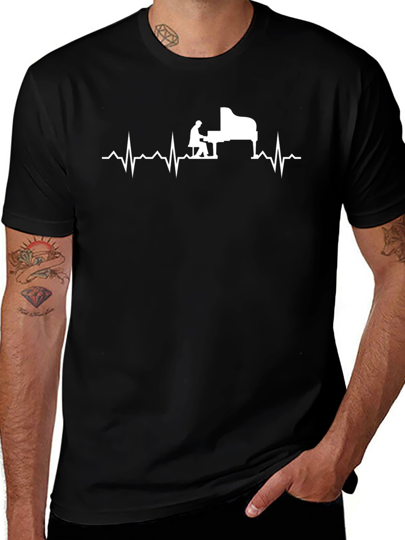 Variant 26 of Piano Heartbeat Graphic T-Shirt
