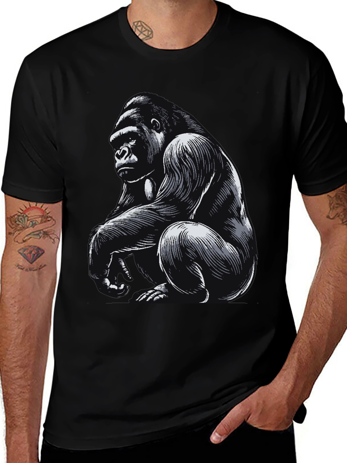 Variant 26 of Cool Gorilla Graphic Black T-Shirt