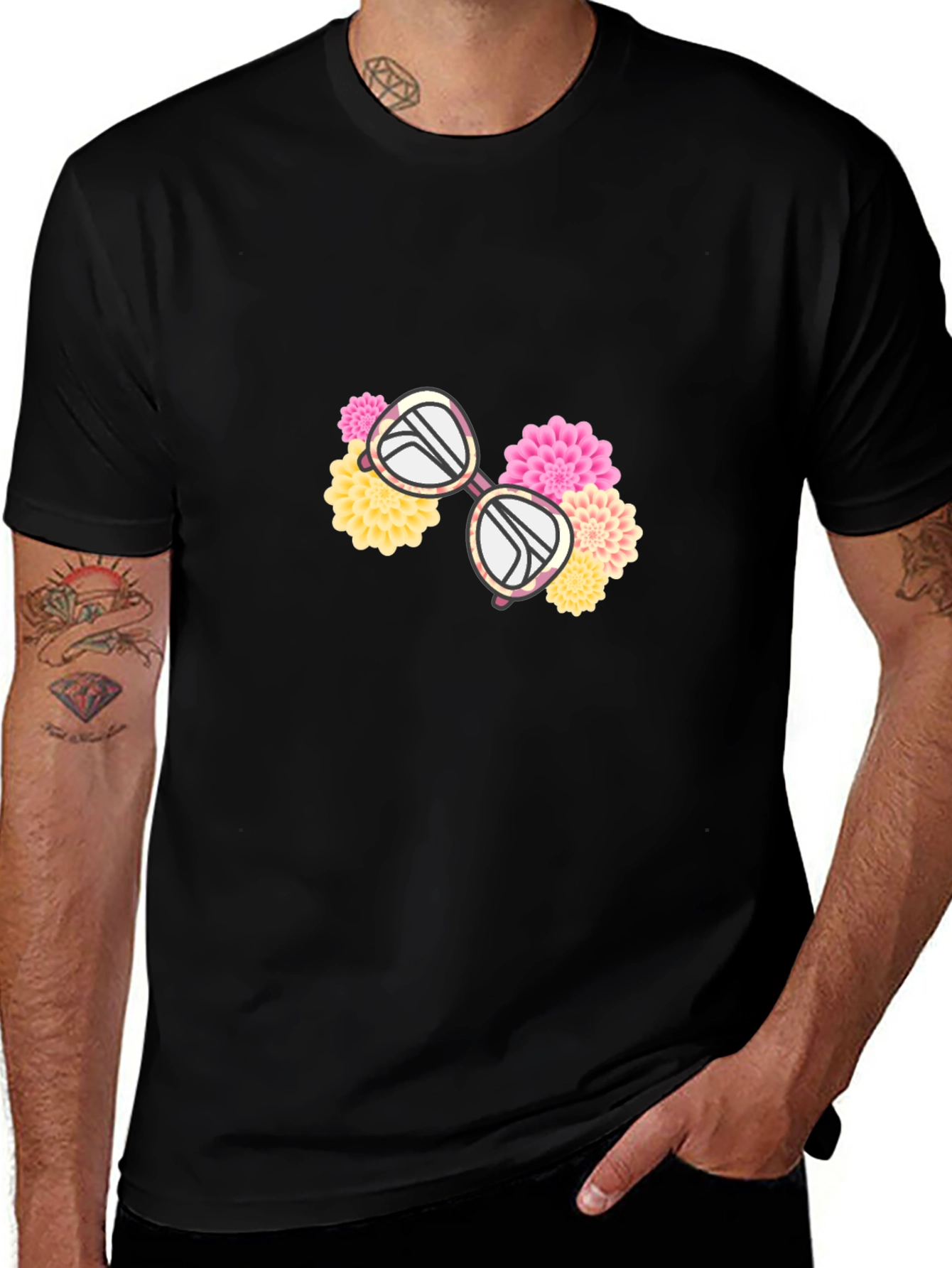 Variant 23 of Floral Sunglasses Graphic Tee - Stylish Comfort
