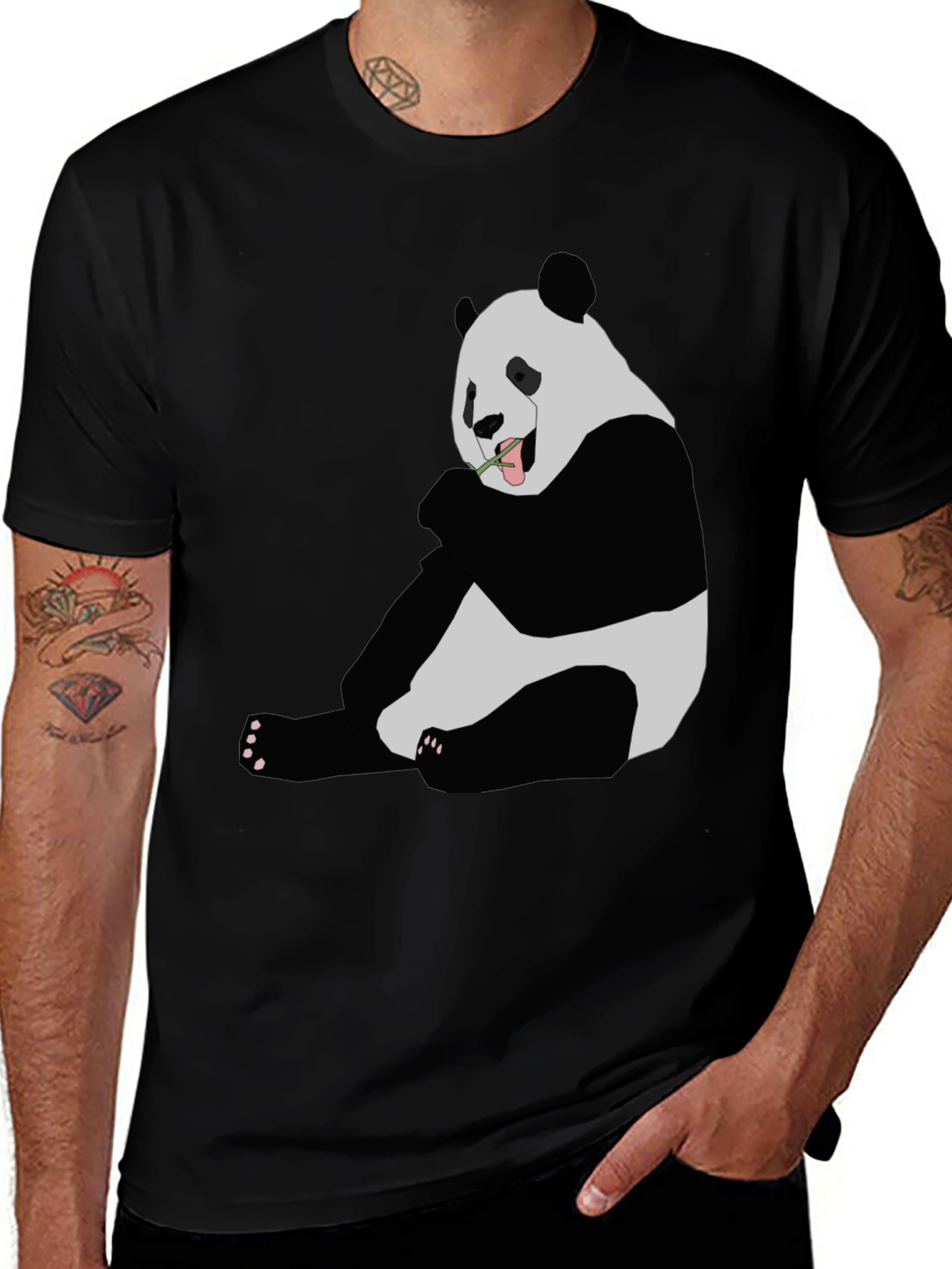 Variant 5 of Panda Graphic Print Black T-Shirt