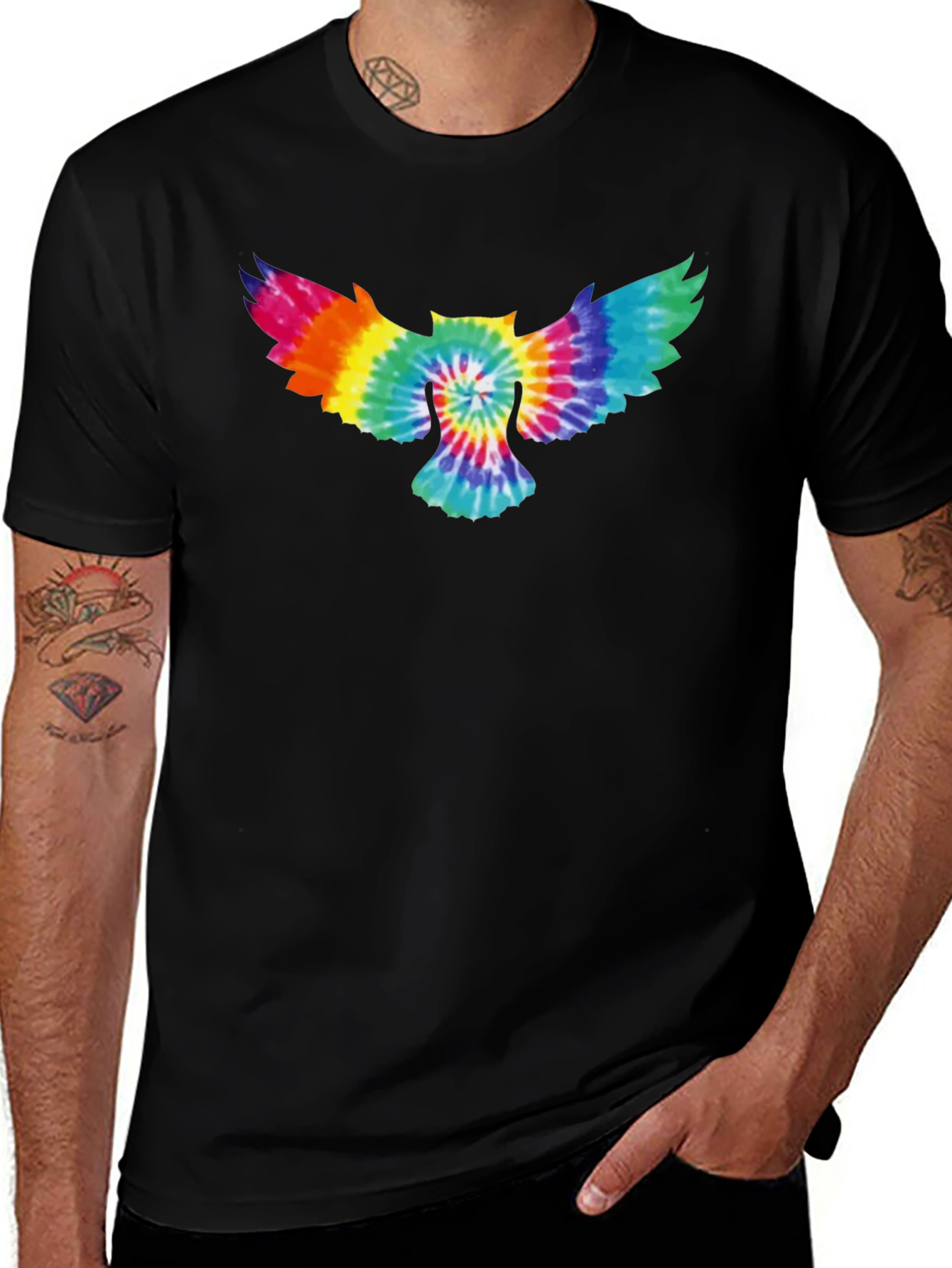 Variant 14 of Tie-Dye Owl Graphic T-Shirt - Soft Cotton