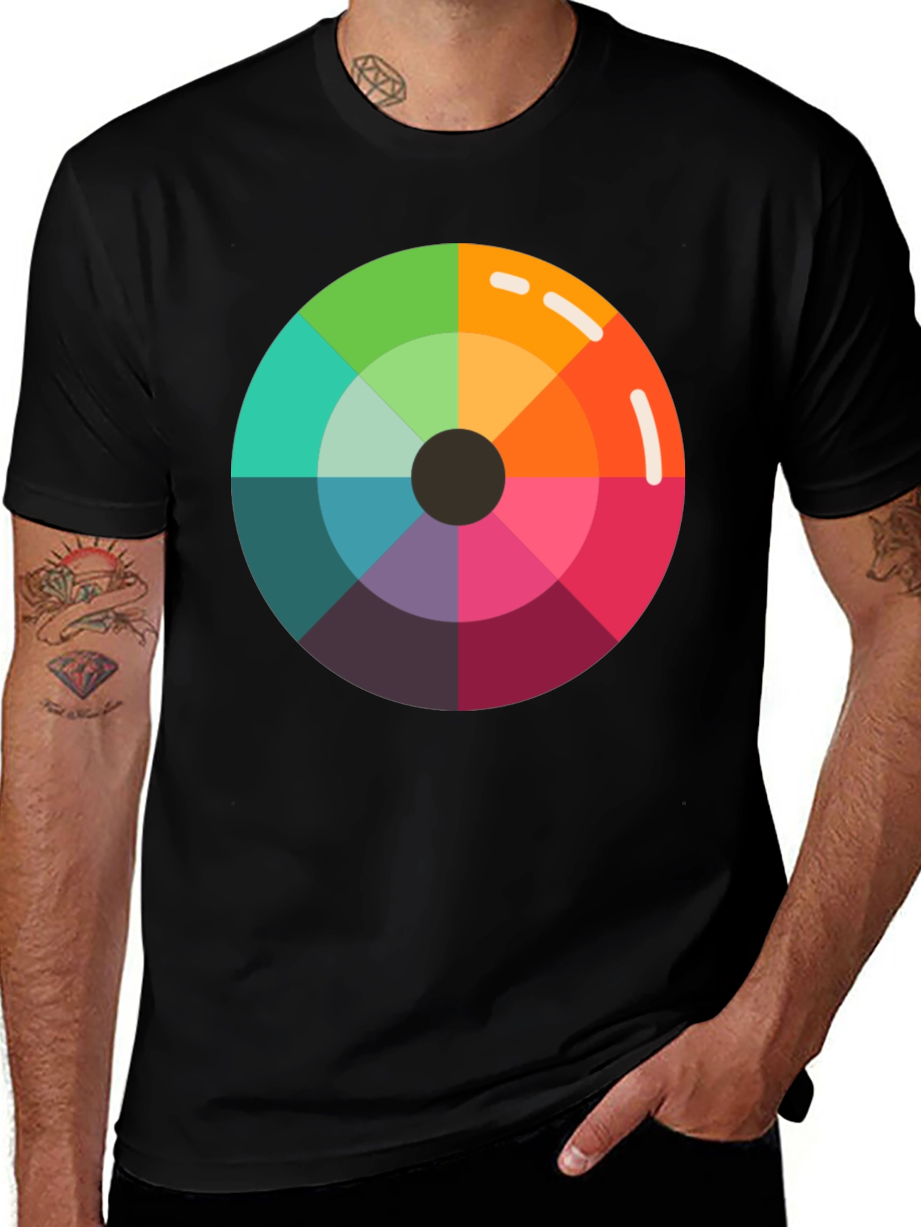 Variant 23 of Colorful Spectrum Circle Graphic Tee - Trendy Casual Style