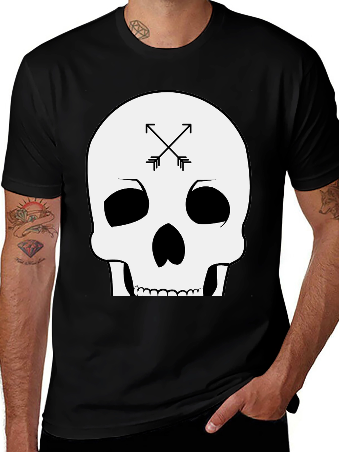 Variant 9 of Skull & Arrows Graphic Tee - Black Cotton T-Shirt
