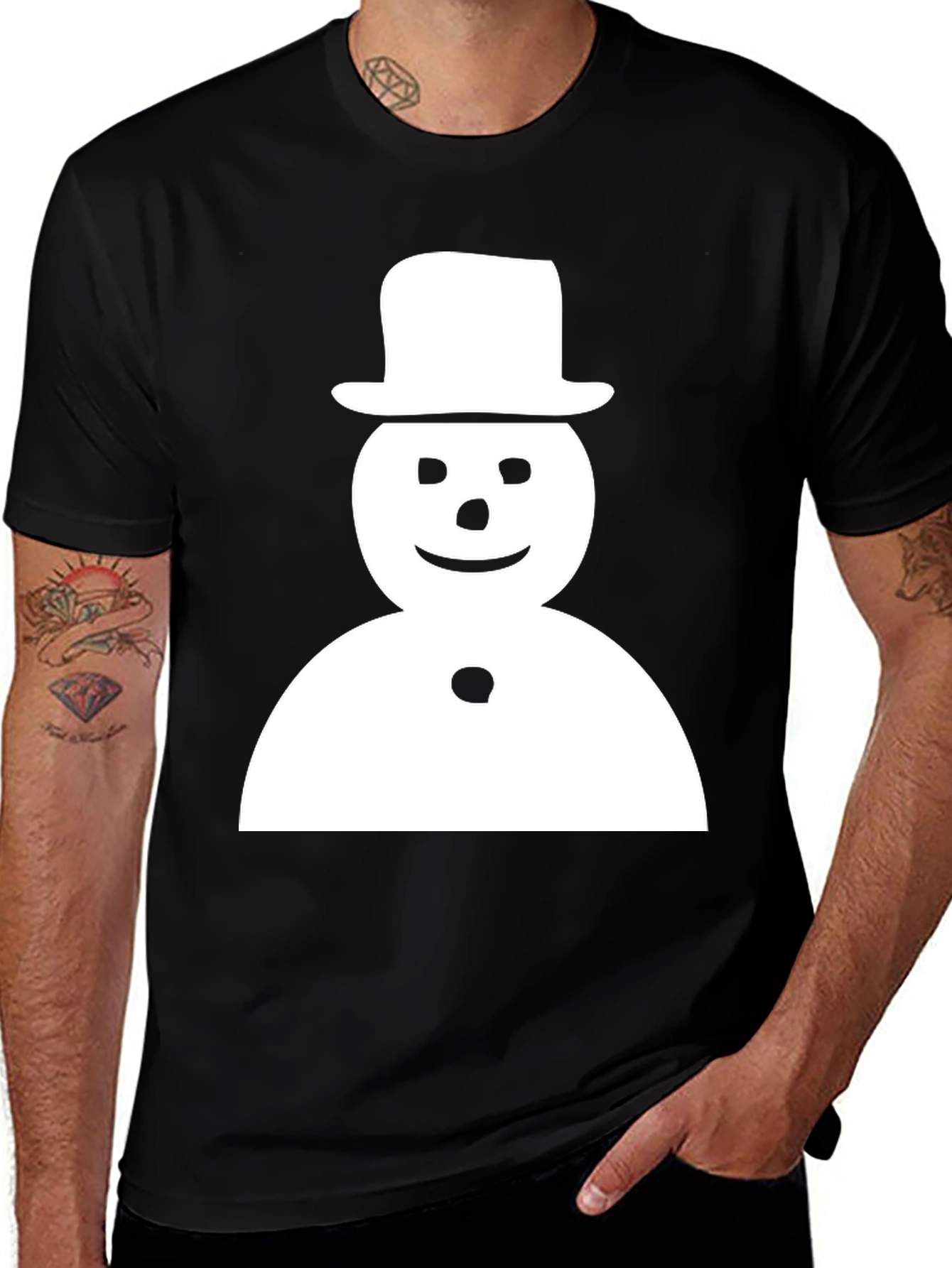Black Snowman Graphic Tee - Holiday Fun! main image