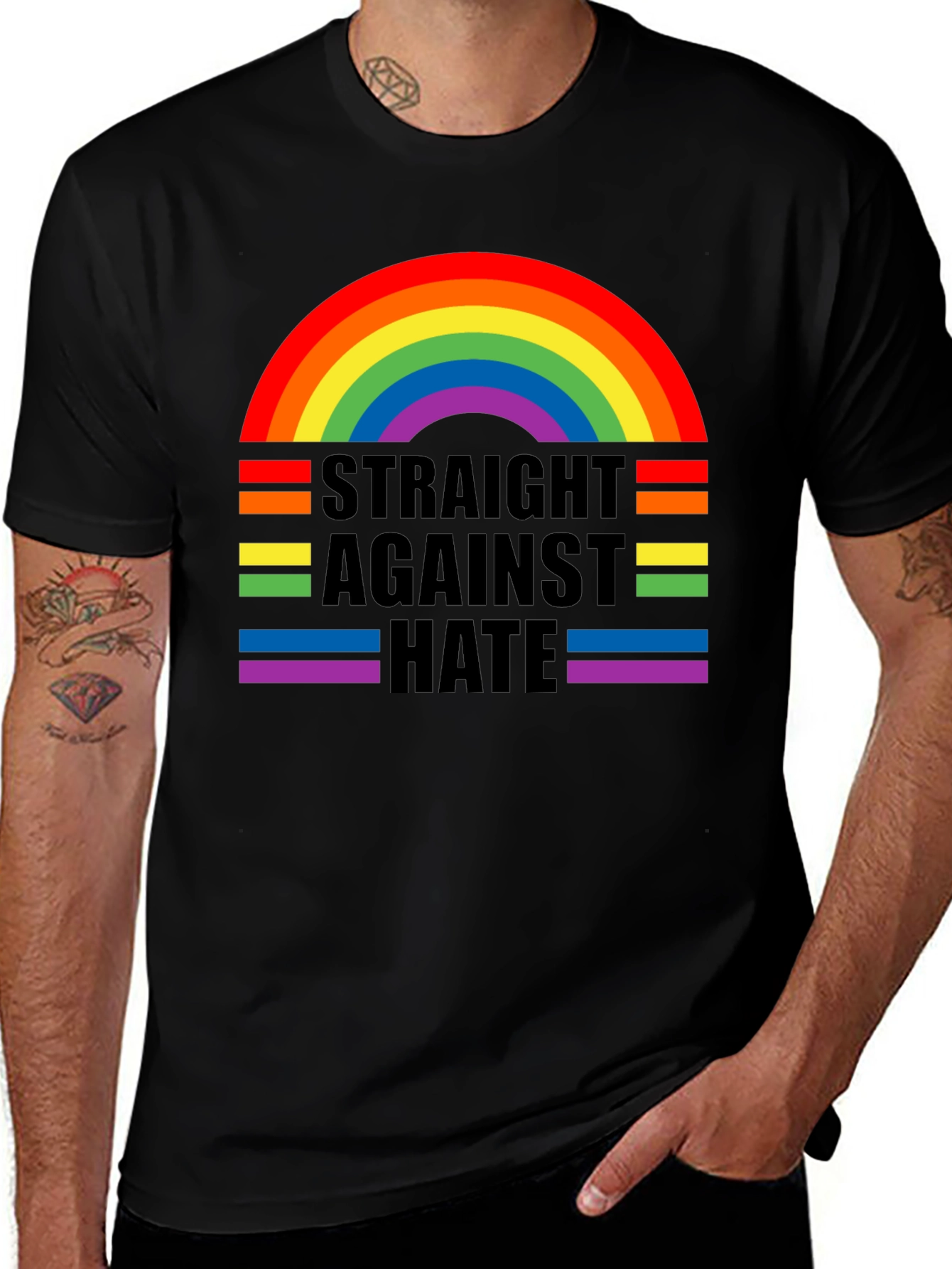 Variant 17 of Straight Against Hate Rainbow T-Shirt