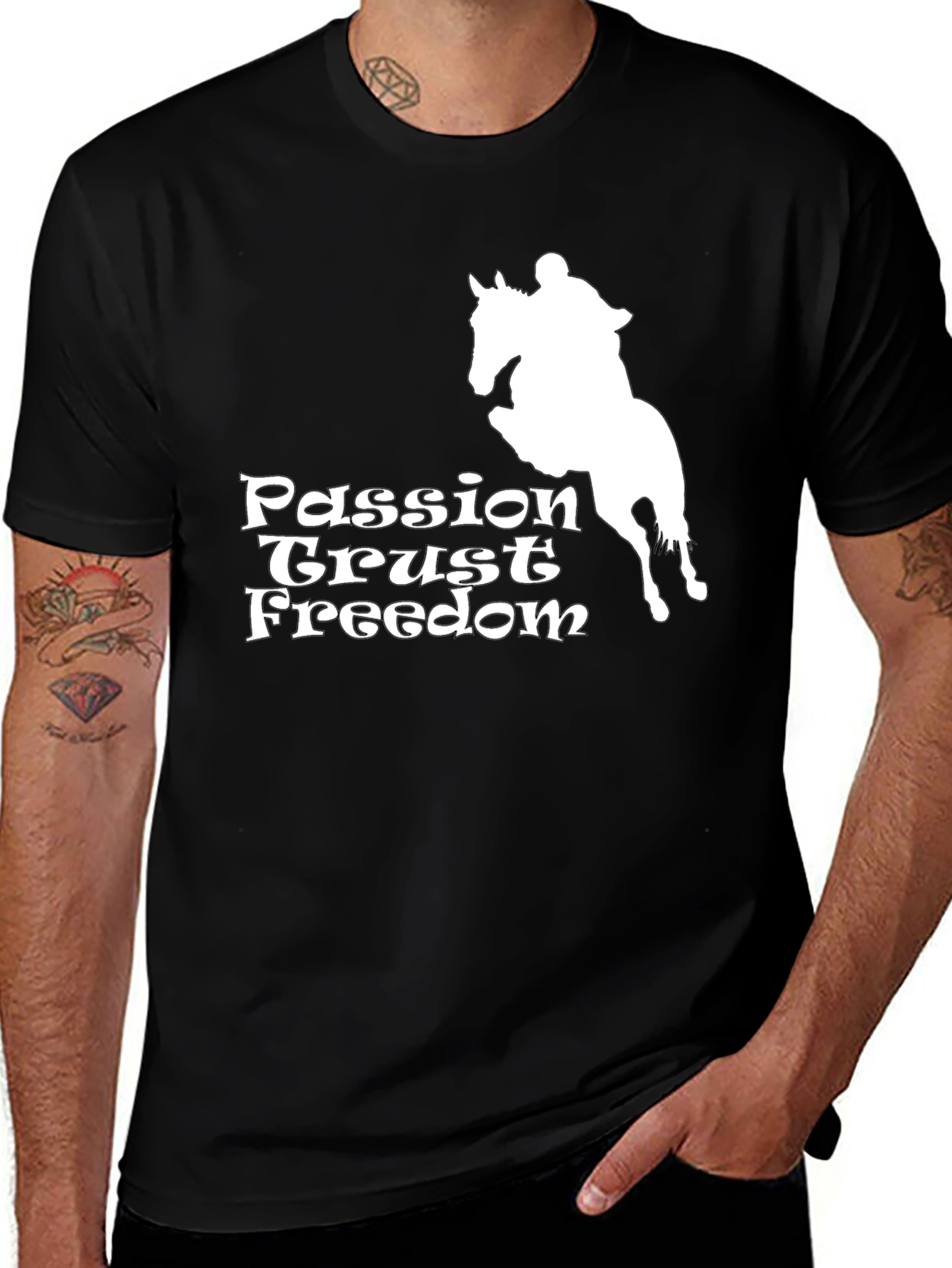 Black Passion Trust Freedom Horse Graphic Tee main image
