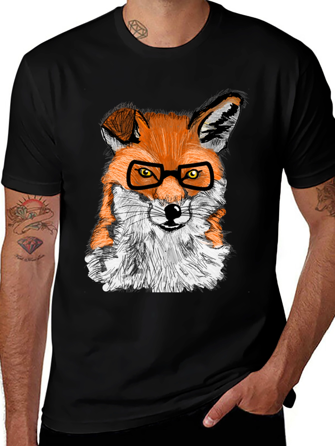 Variant 26 of Fox with Glasses Graphic Tee - Cool Animal Shirt