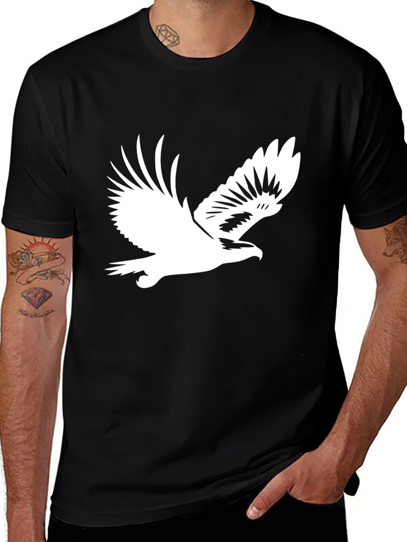 Variant 16 of Eagle Graphic Tee - Black Cotton Blend T-Shirt