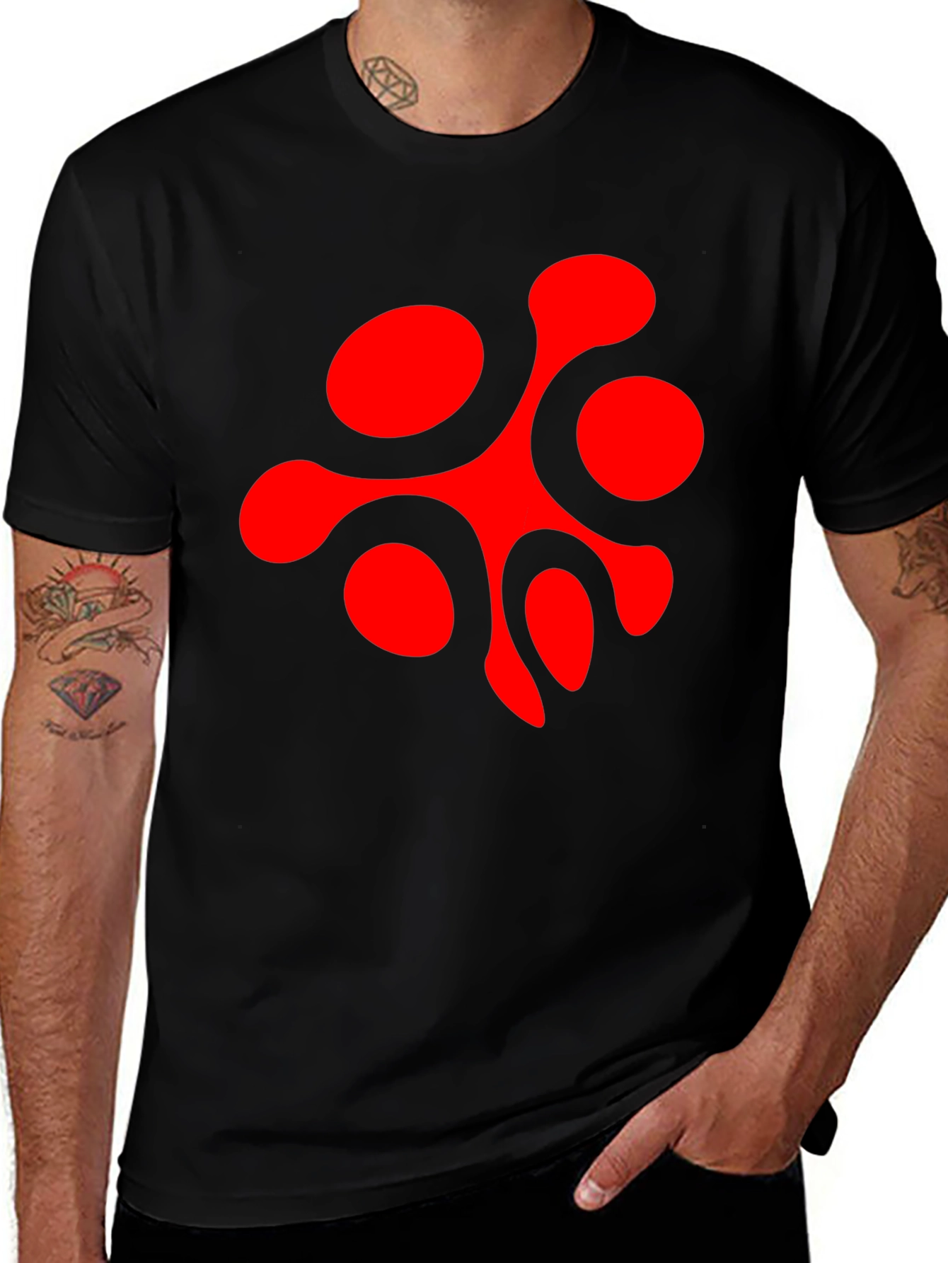 Variant 4 of Abstract Red Design Black T-Shirt