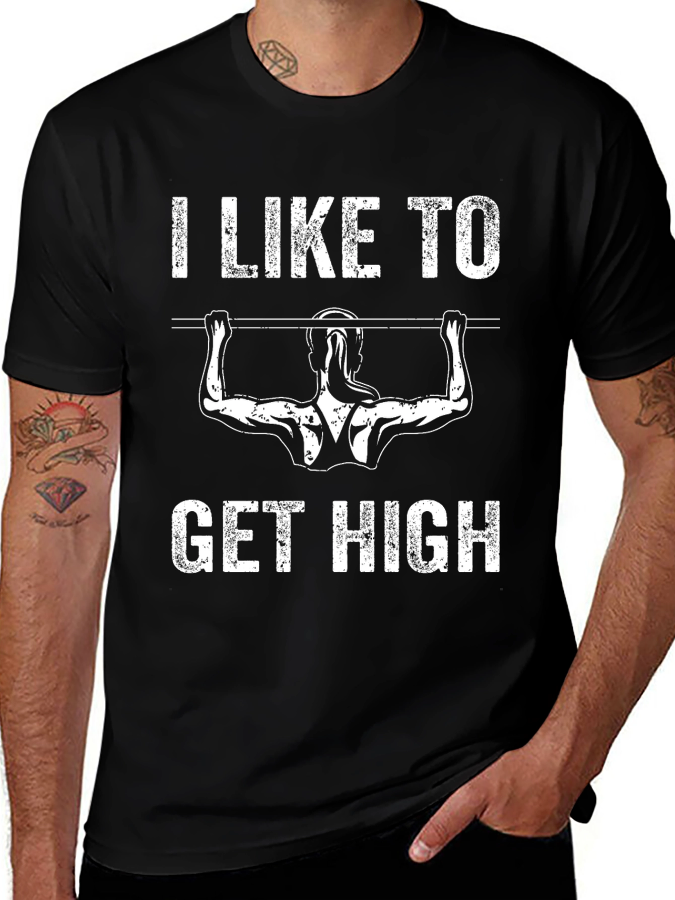 Variant 17 of Weightlifting Humor T-Shirt - I Like To Get High