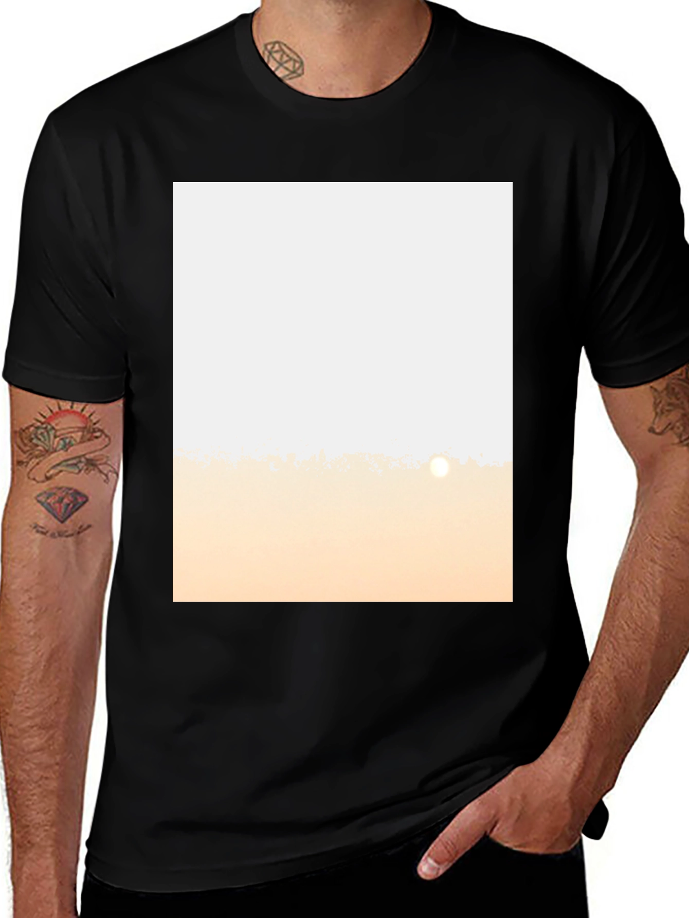 Black Graphic Tee - Scenic Sun Print
