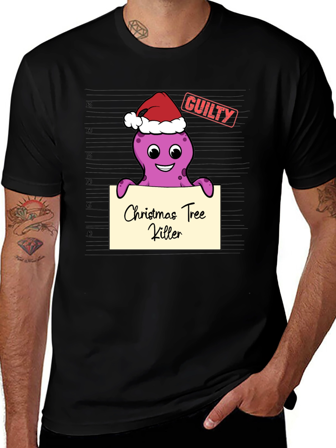 Variant 20 of Christmas Tree Killer Octopus T-Shirt