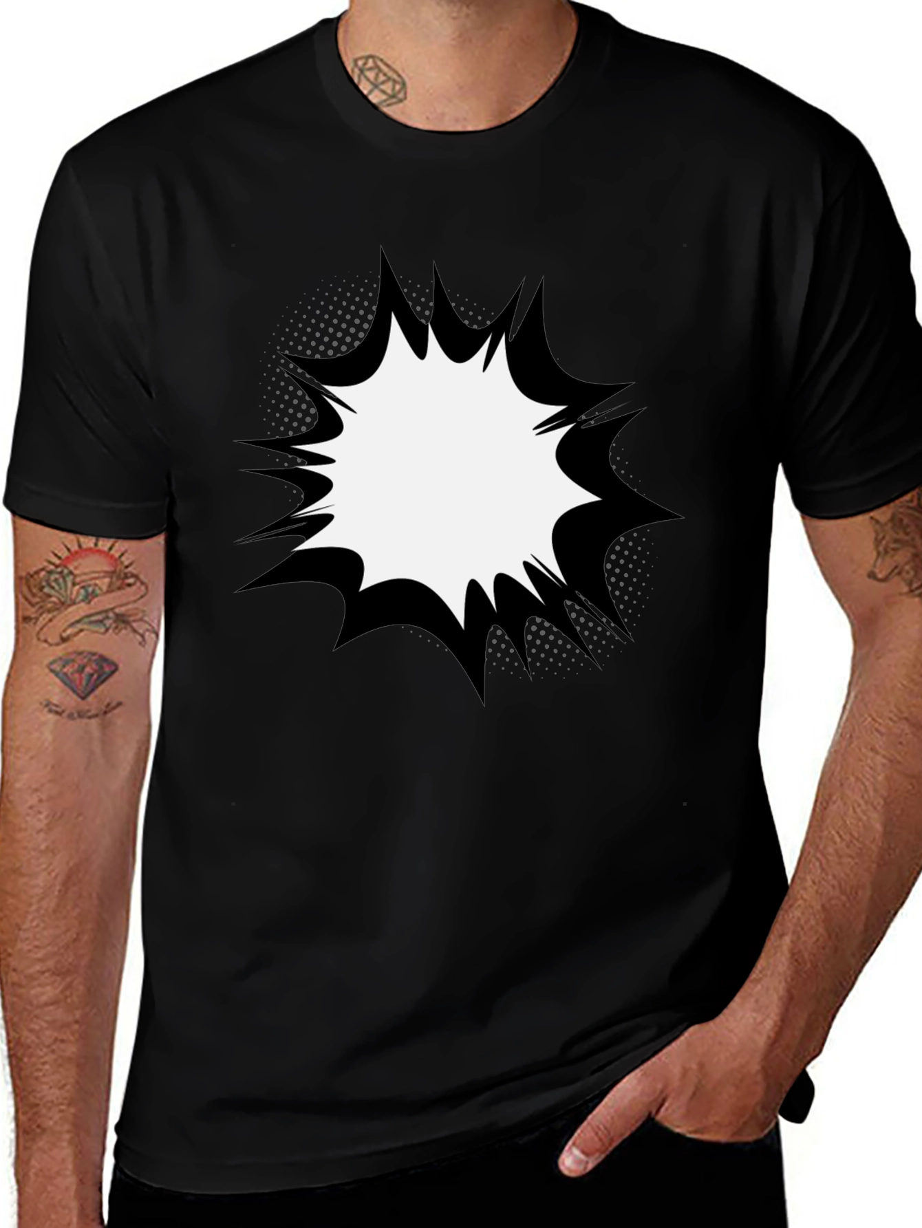 Variant 8 of Men's Graphic T-Shirt - Comic Book Explosion Design