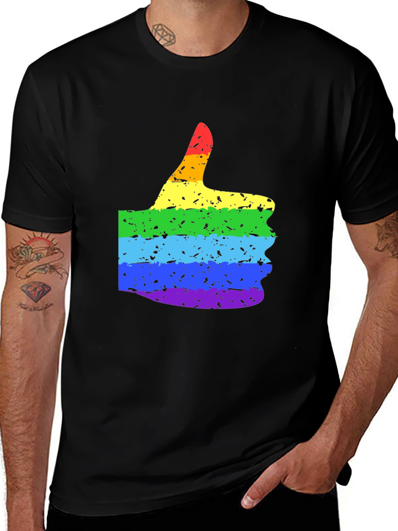 Variant 6 of Rainbow Thumbs Up Graphic Tee - Pride Apparel