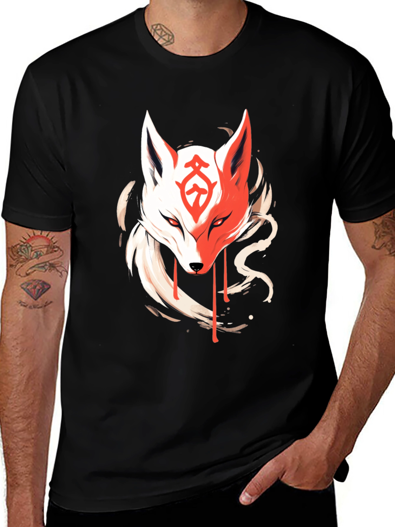 Variant 28 of Mystic Fox Graphic Tee - Men's Black T-Shirt