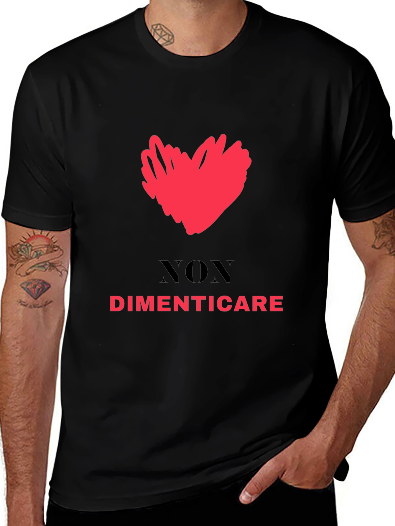 Variant 15 of Don't Forget Tee - Heart Graphic Black T-Shirt