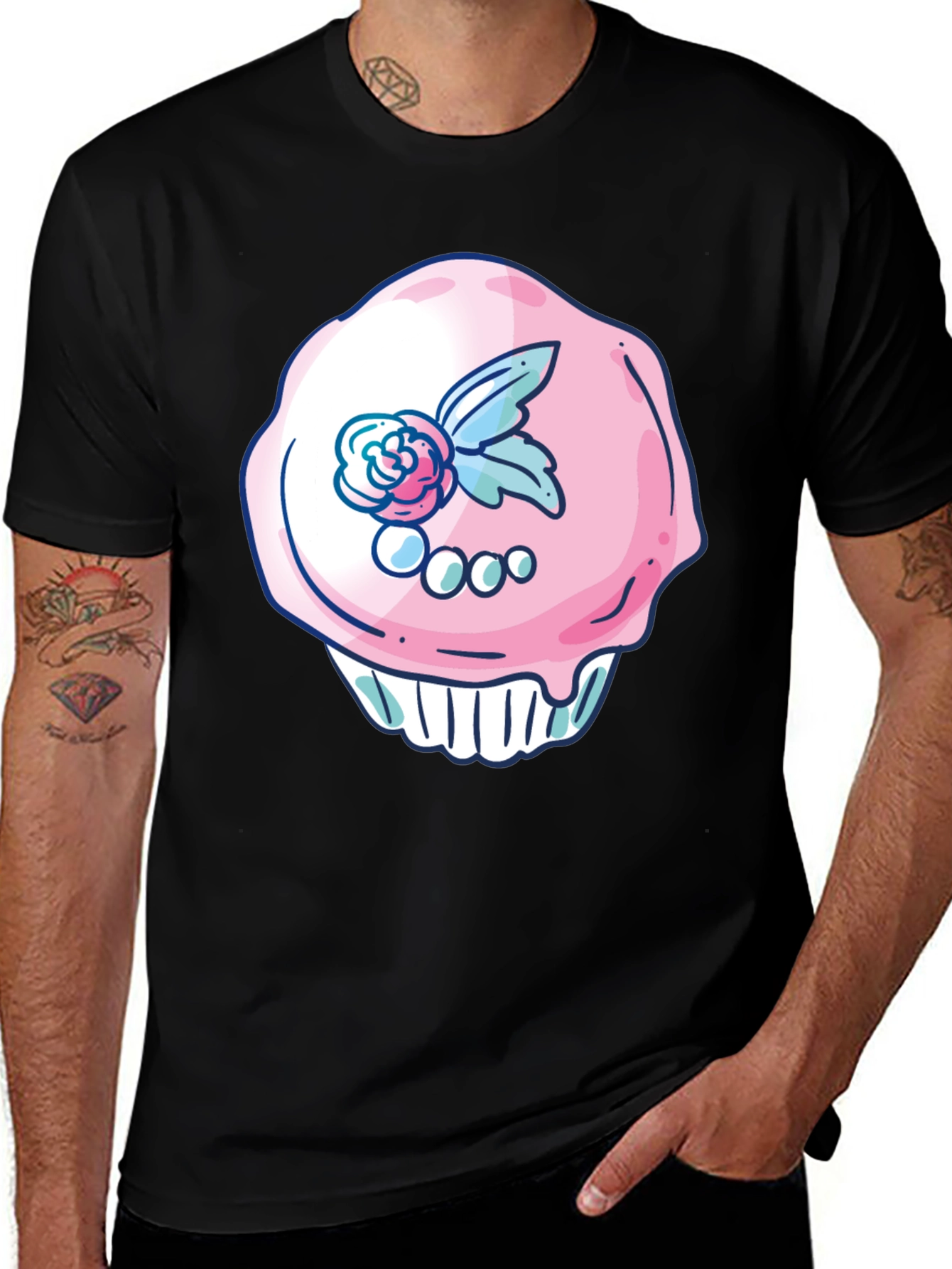 Variant 14 of Cupcake Graphic Black T-Shirt