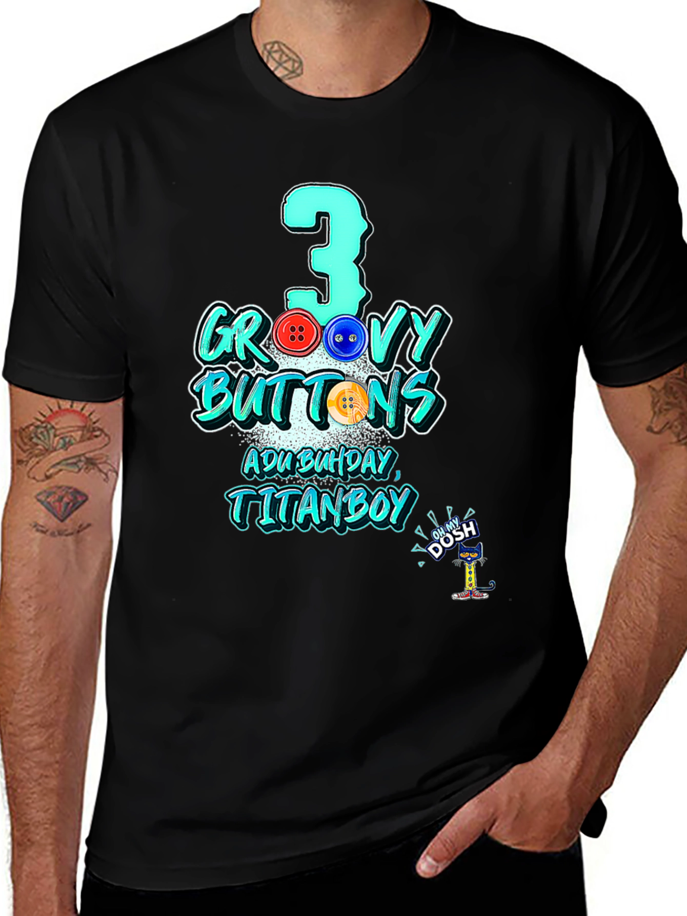 Black Groovy 3 Buttons T-Shirt Birthday Gift main image