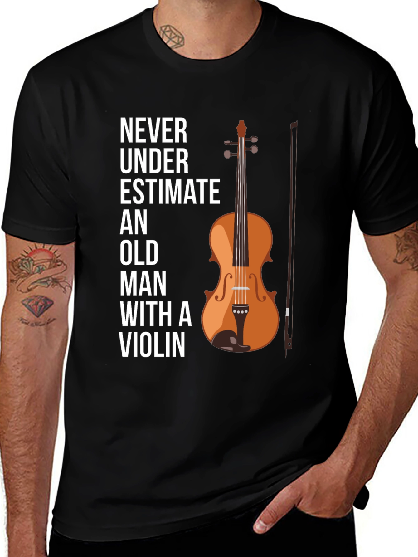 Variant 28 of Never Underestimate Violinist Black T-Shirt