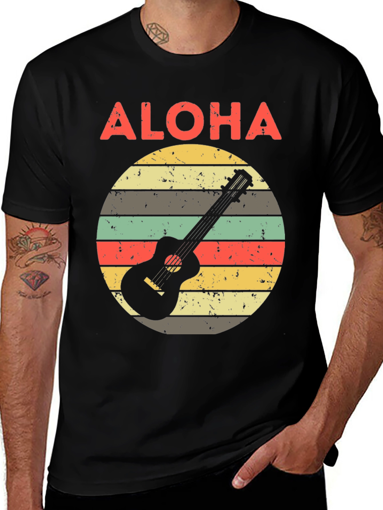 Aloha Ukulele Sunset Graphic Tee