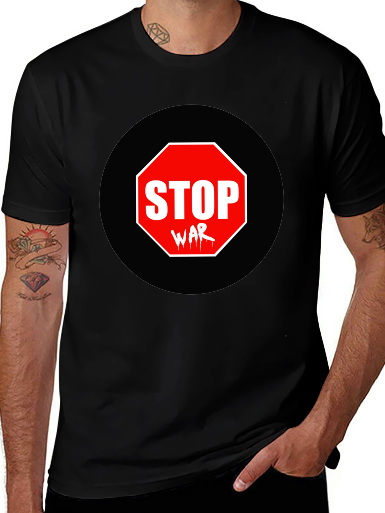 Variant 3 of Stop War Graphic Tee - Black Short Sleeve
