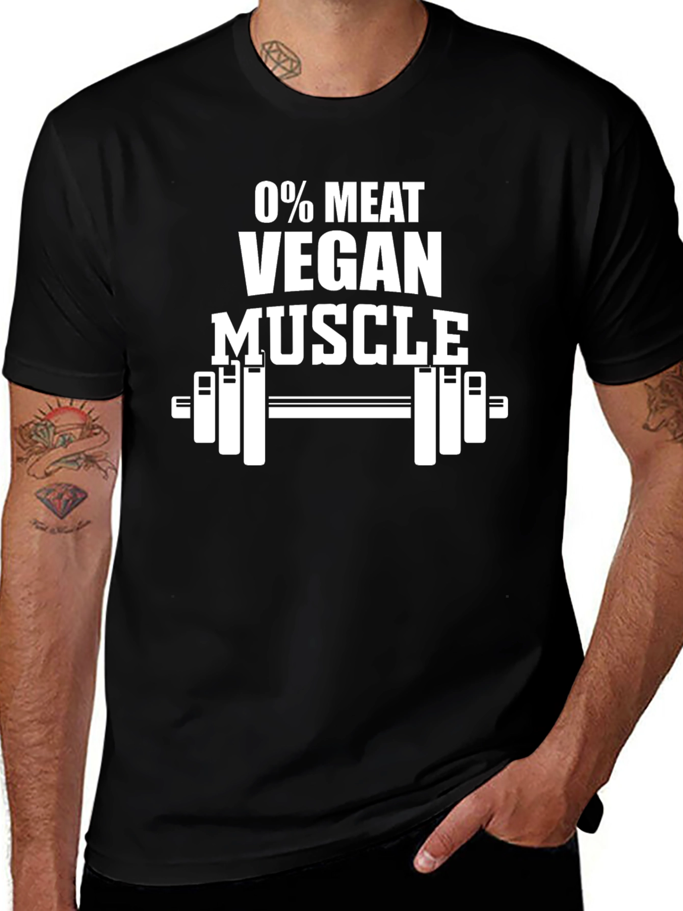 Vegan Muscle T-Shirt - 0% Meat Graphic Tee
