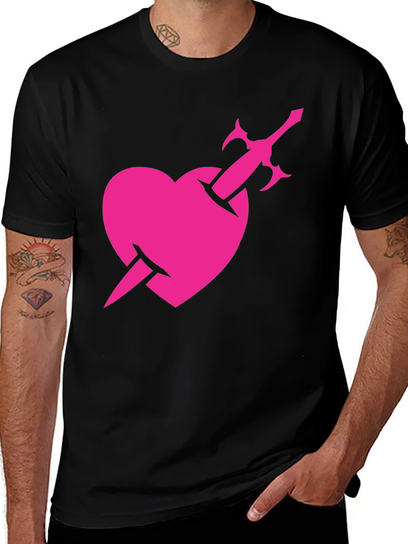 Variant 20 of Stabbed Heart Graphic Black T-Shirt