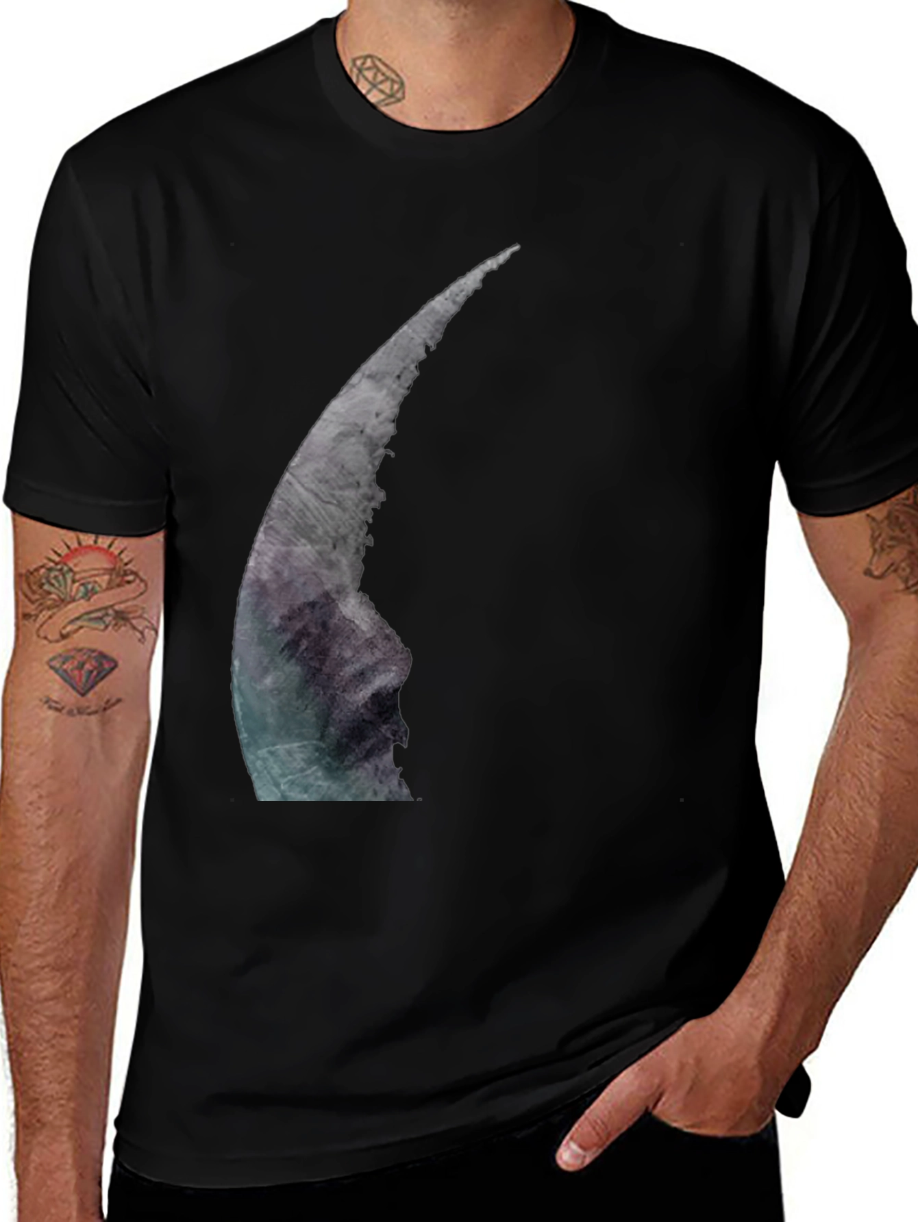 Variant 17 of Crescent Moon Graphic Tee - Modern Black T-Shirt
