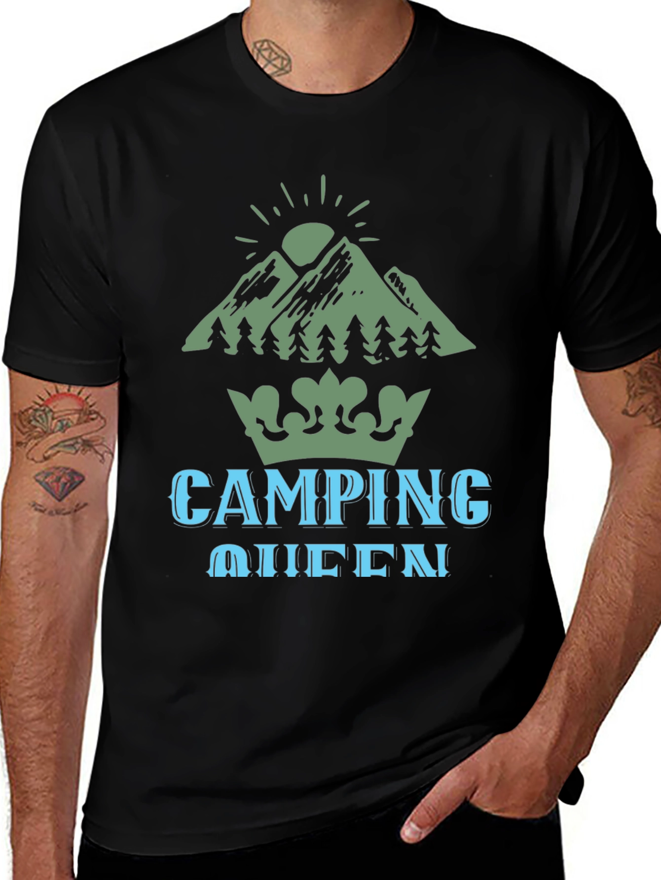 Variant 3 of Camping Queen Black T-Shirt Outdoor Adventure