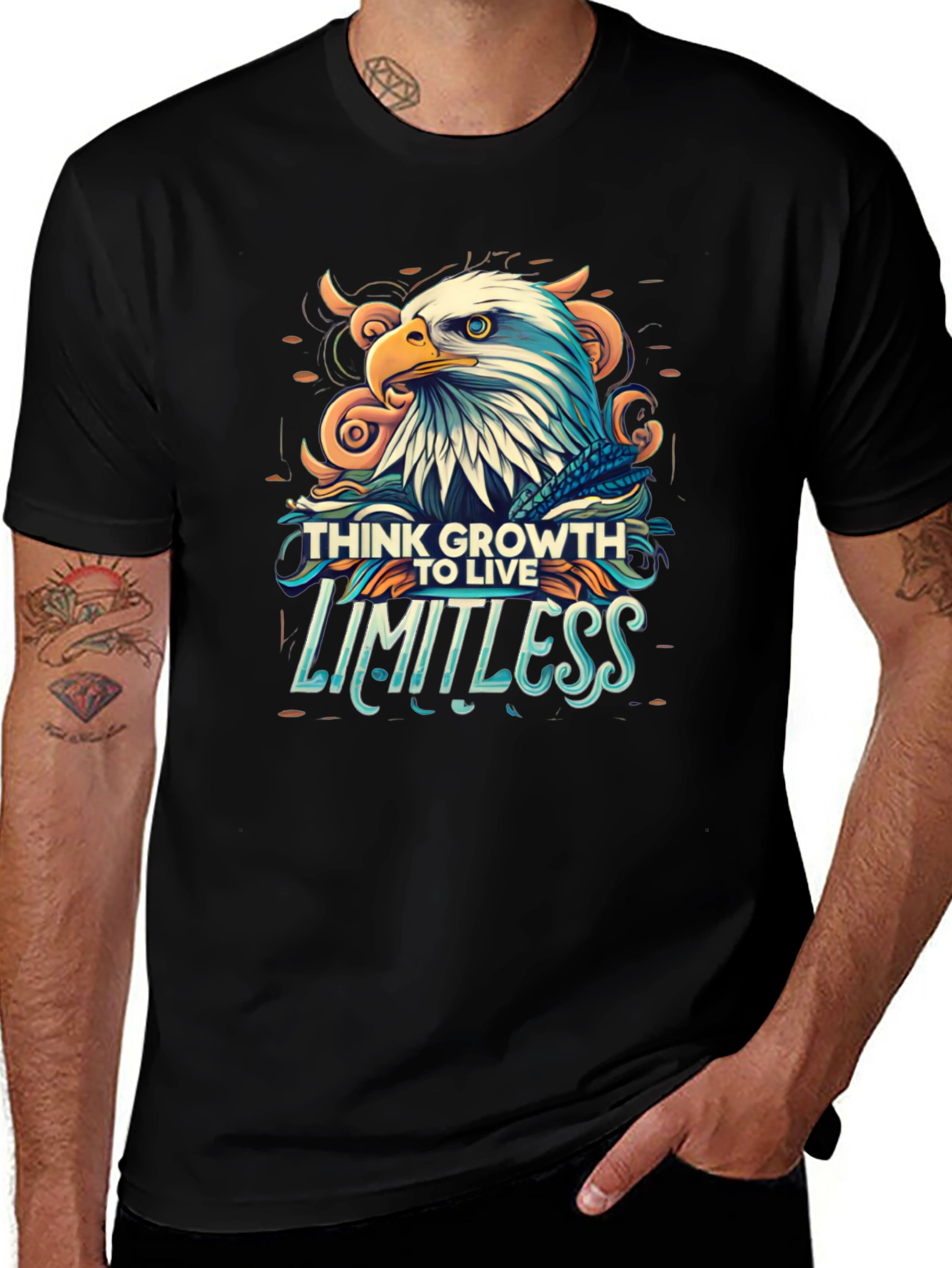 Think Growth to Live Limitless Eagle Graphic T-Shirt