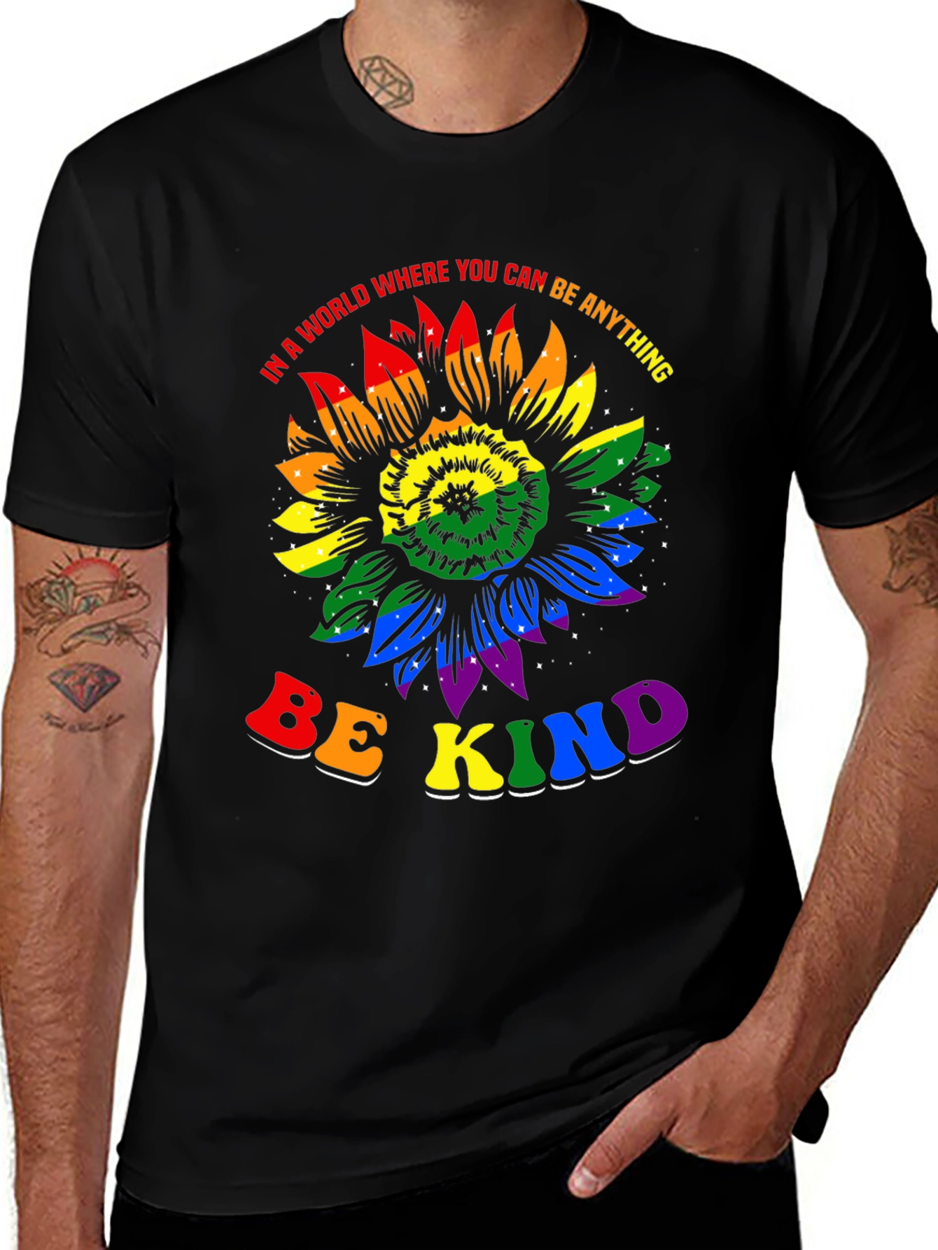 Variant 7 of Be Kind Rainbow Sunflower Graphic Tee