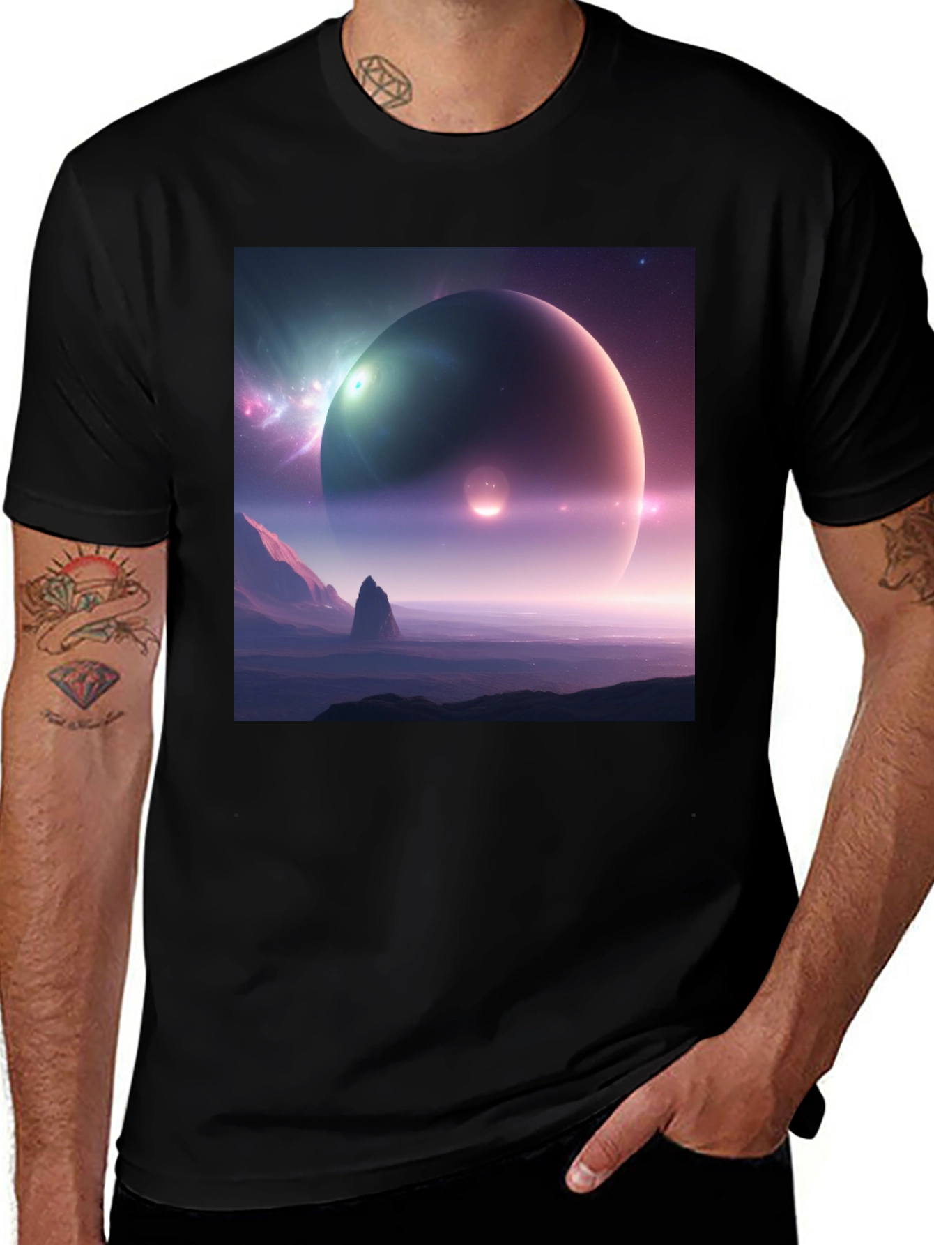 Variant 24 of Cosmic Planet Graphic Tee - Black