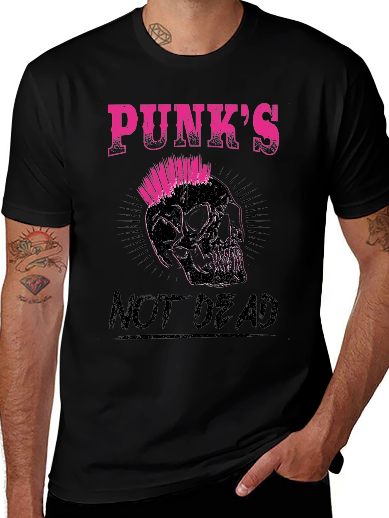 Variant 7 of Punk's Not Dead Skull Graphic Tee - Black