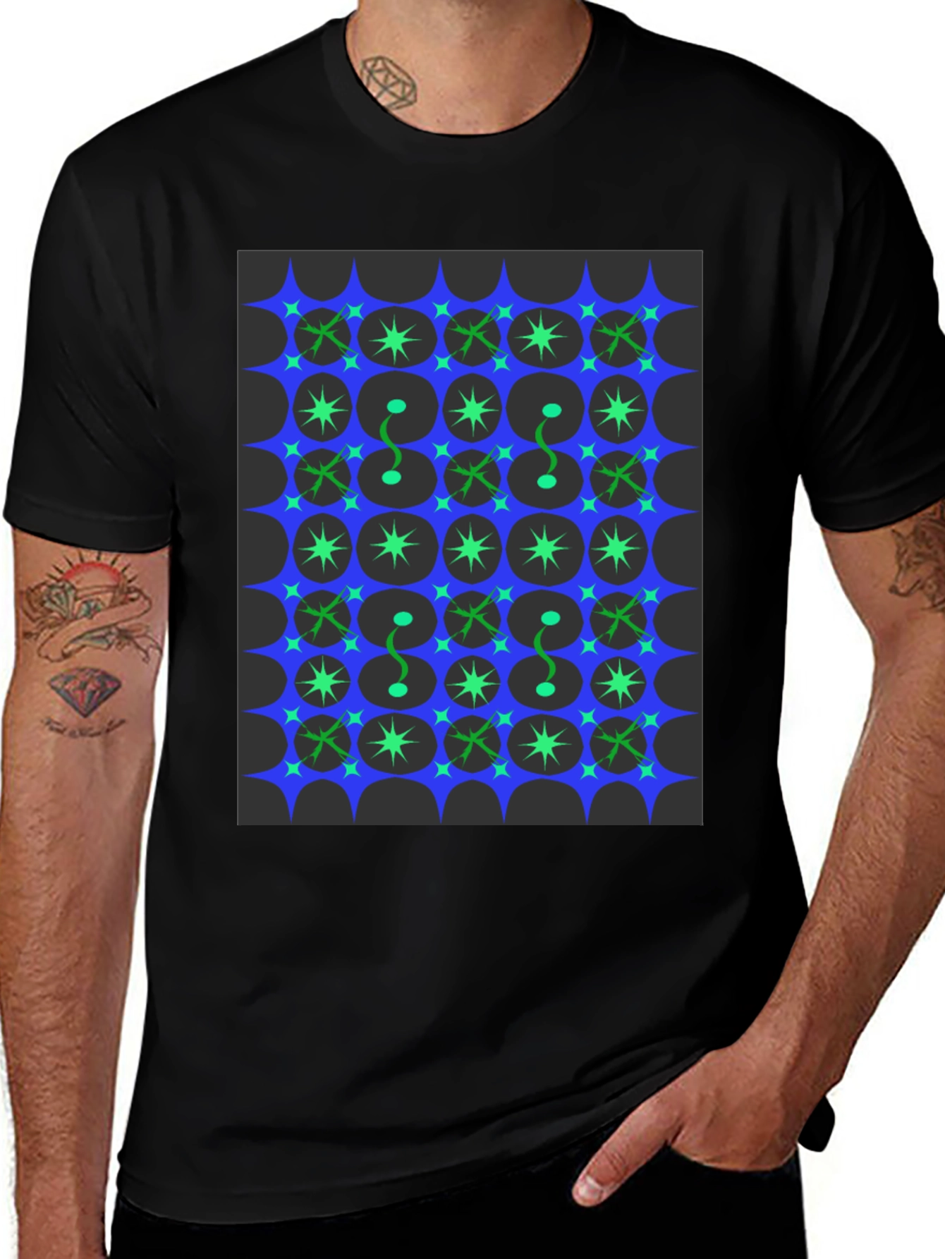 Retro Atomic Starburst Pattern T-Shirt
