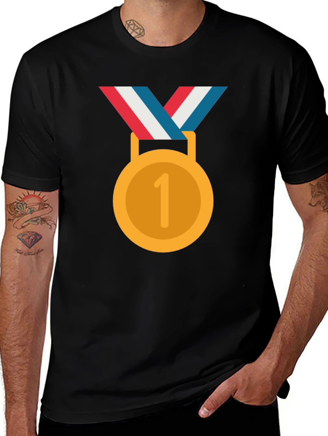 Variant 12 of Winner's Medal Graphic Tee - Black Cotton T-Shirt