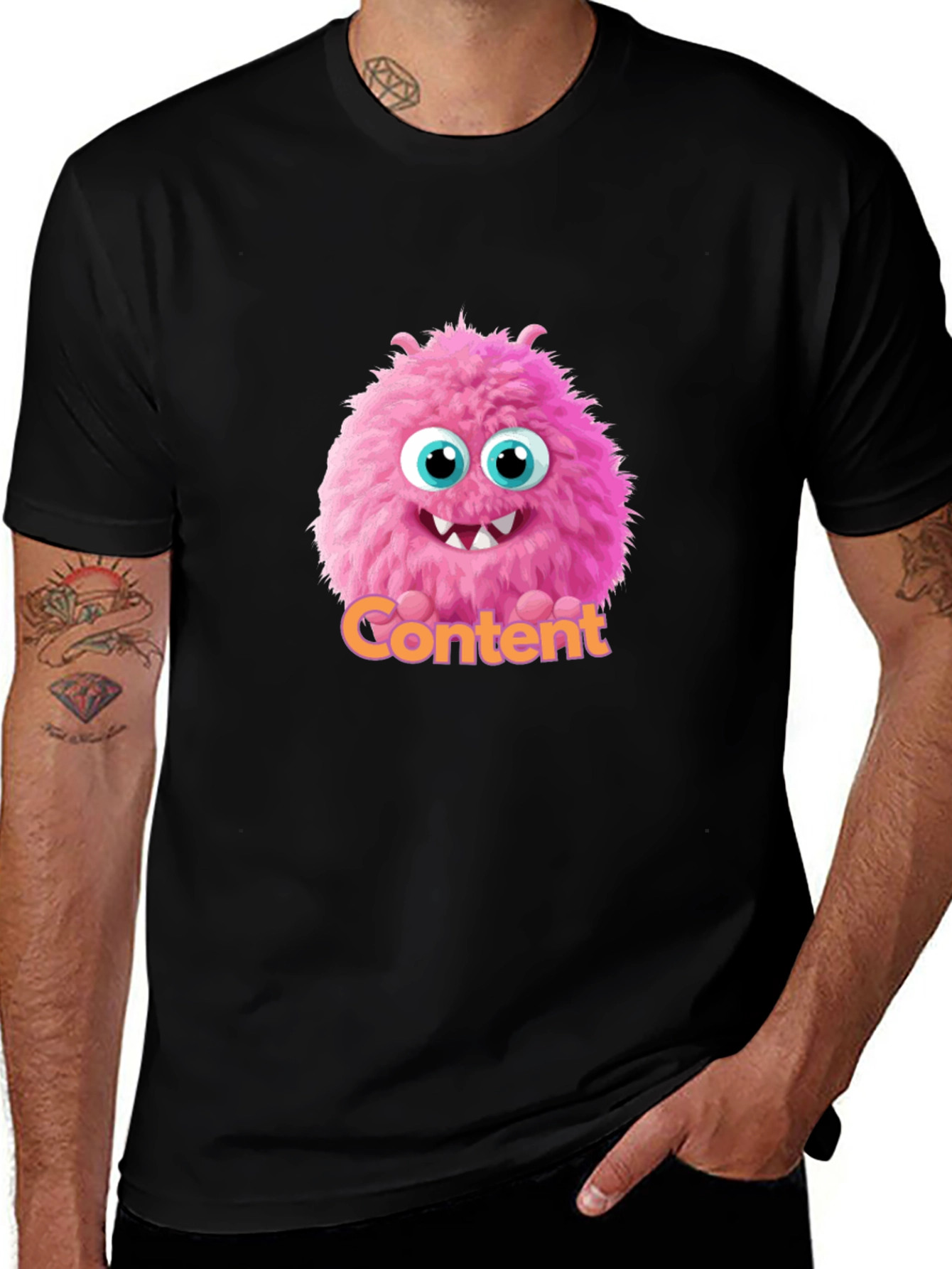 Variant 4 of Content Monster Graphic T-Shirt - Black Cotton Tee