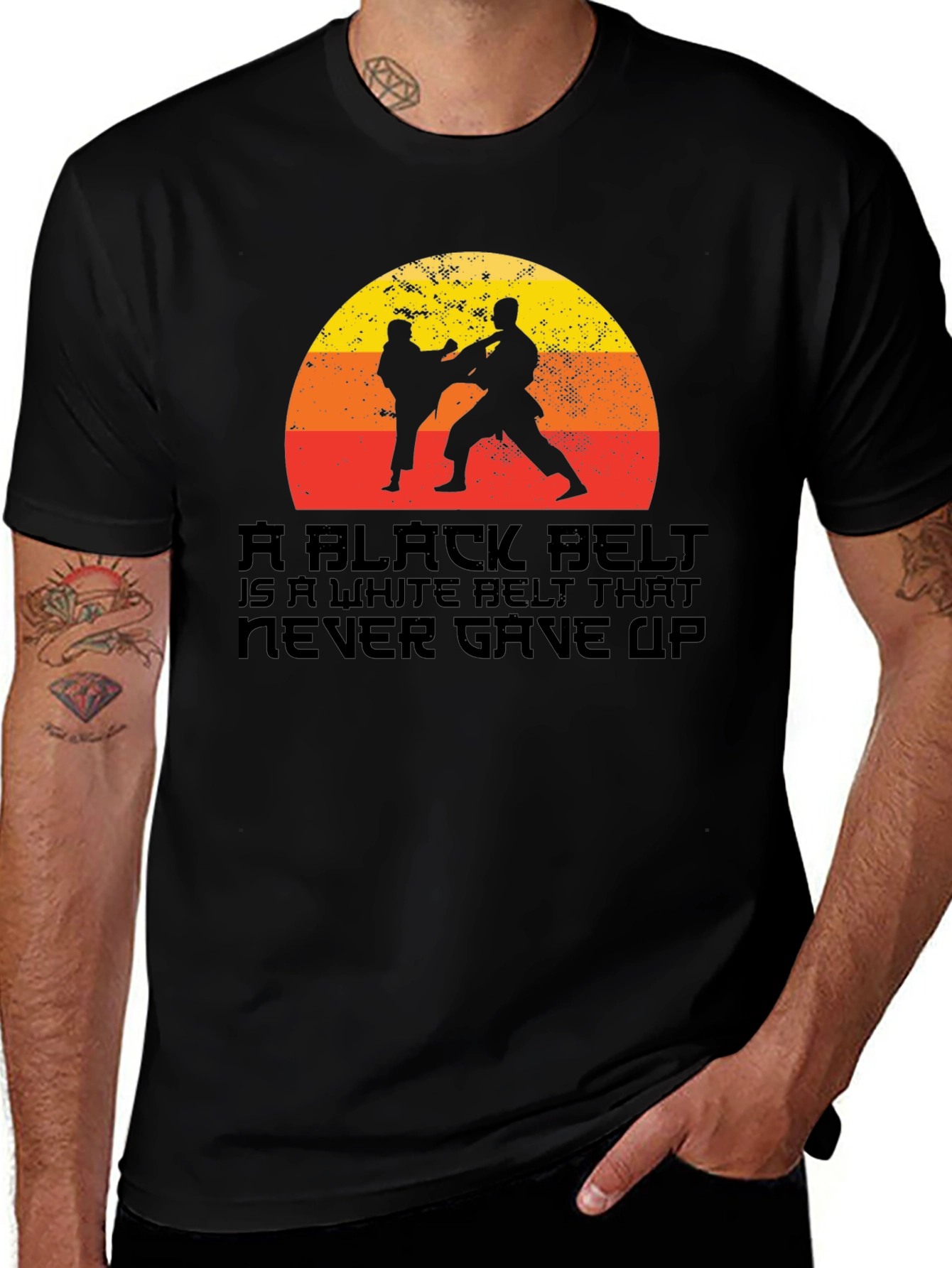 Martial Arts "Never Give Up" Graphic T-Shirt