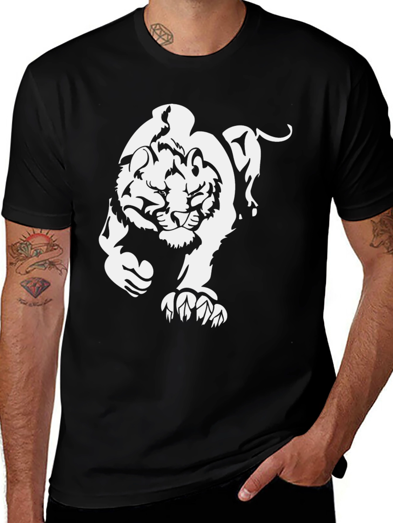 Variant 19 of Black T-Shirt with Tiger Graphic
