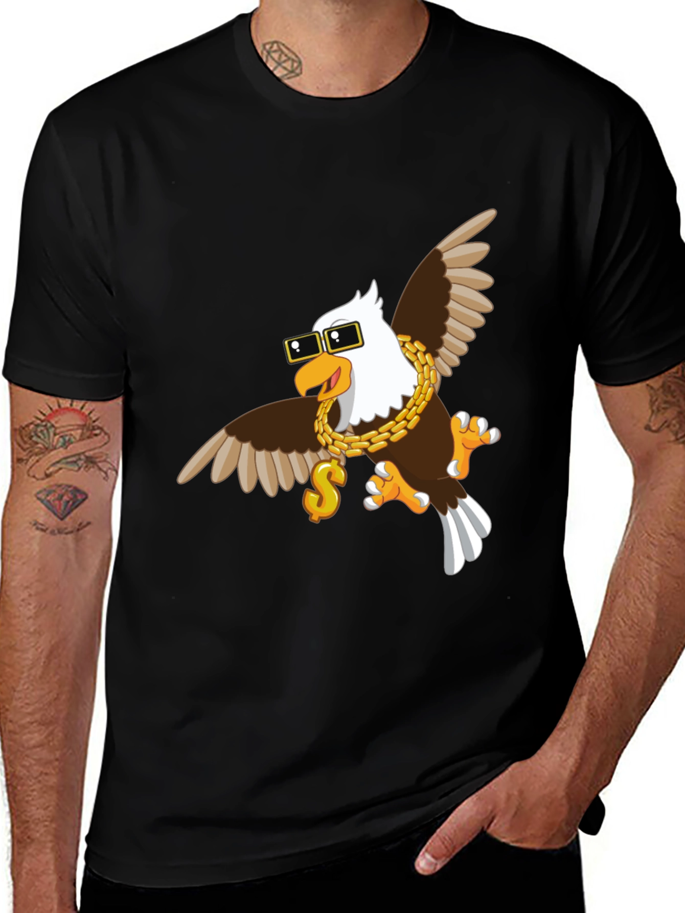 Variant 29 of Cool Eagle Graphic T-Shirt - Black Crew Neck