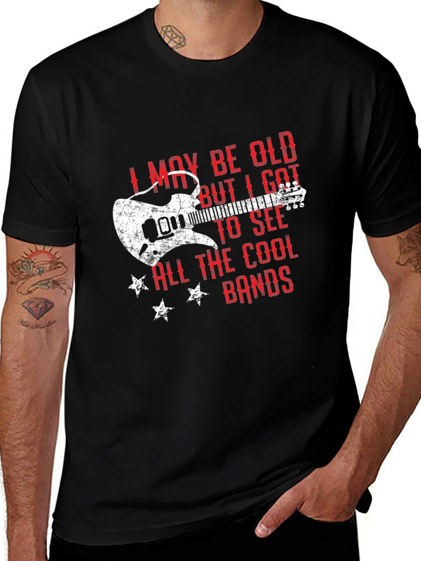 Variant 8 of Cool Bands Guitar Graphic T-Shirt - Rock Music Tee