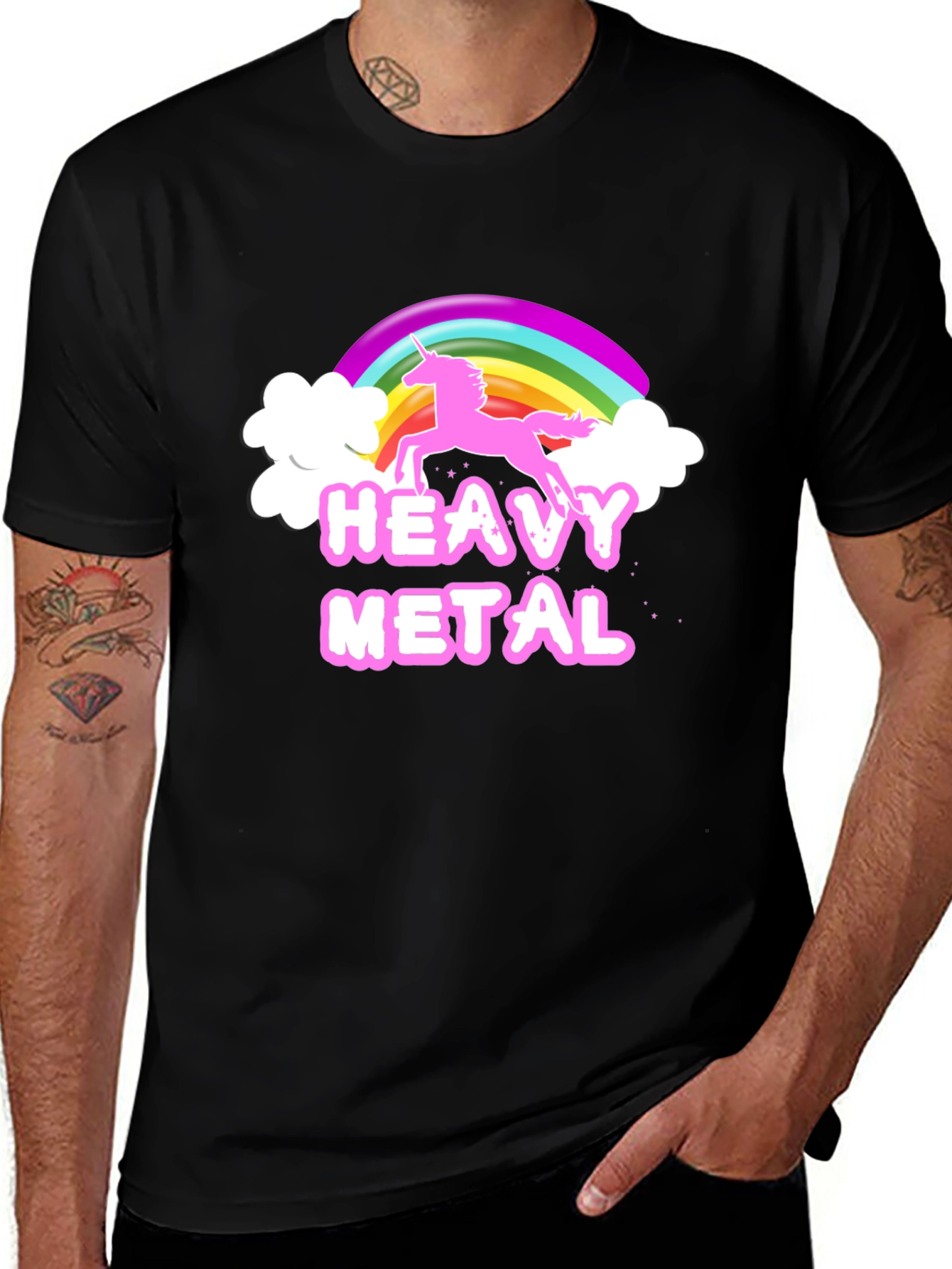 Variant 18 of Heavy Metal Unicorn Rainbow Graphic T-Shirt