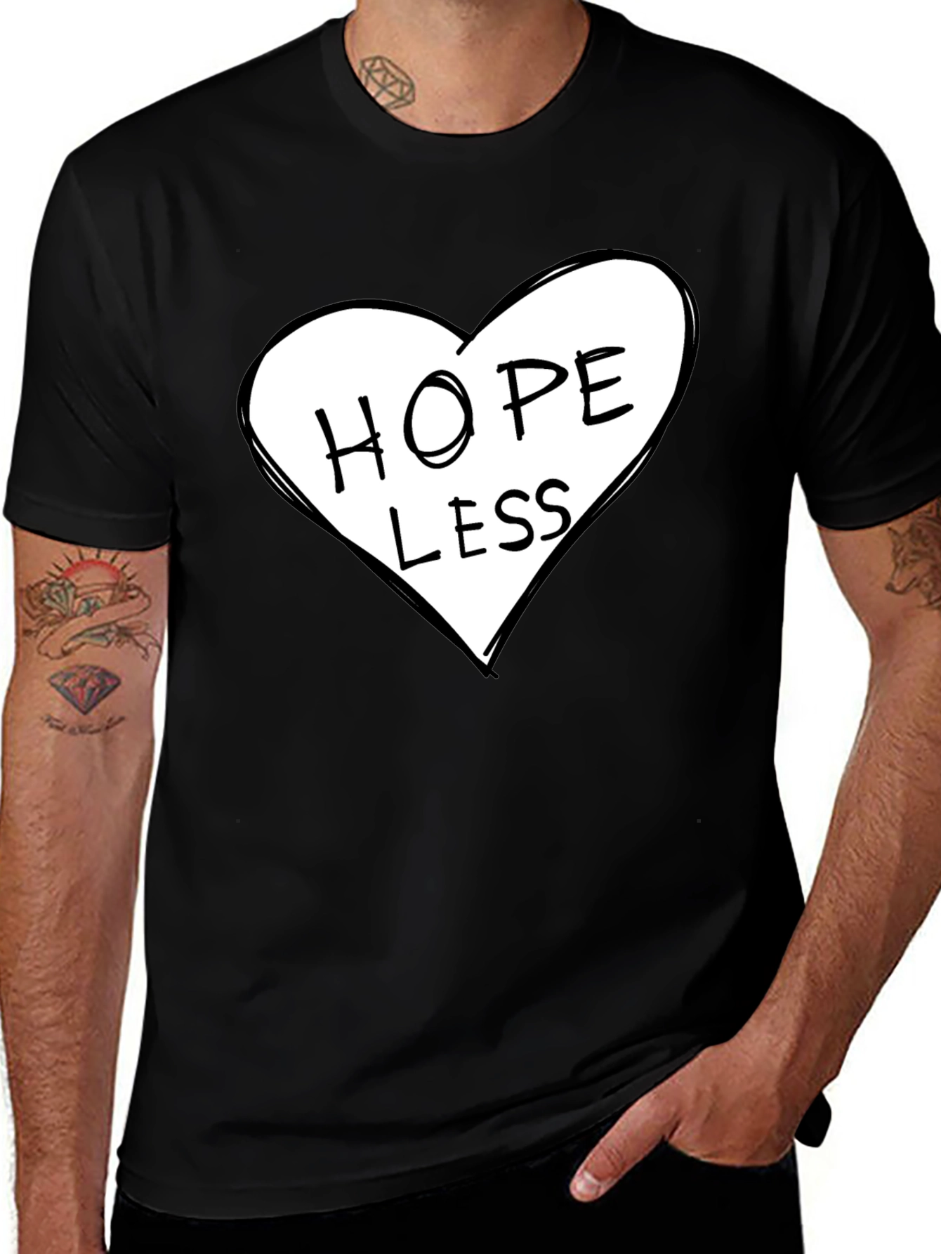 Variant 9 of Hopeless Heart Graphic T-Shirt - Black Cotton Tee