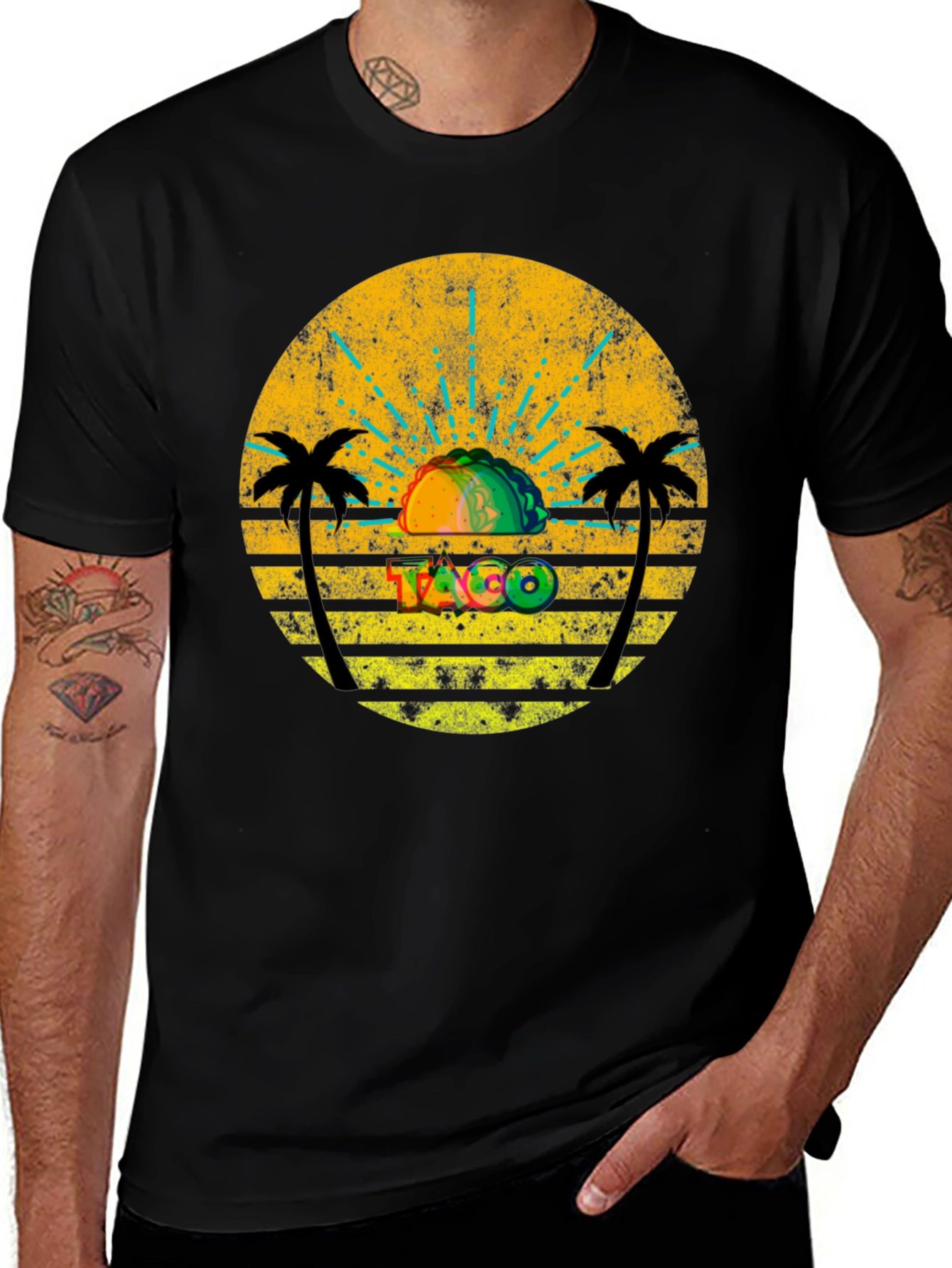 Variant 23 of Retro Taco Sunset Graphic Tee