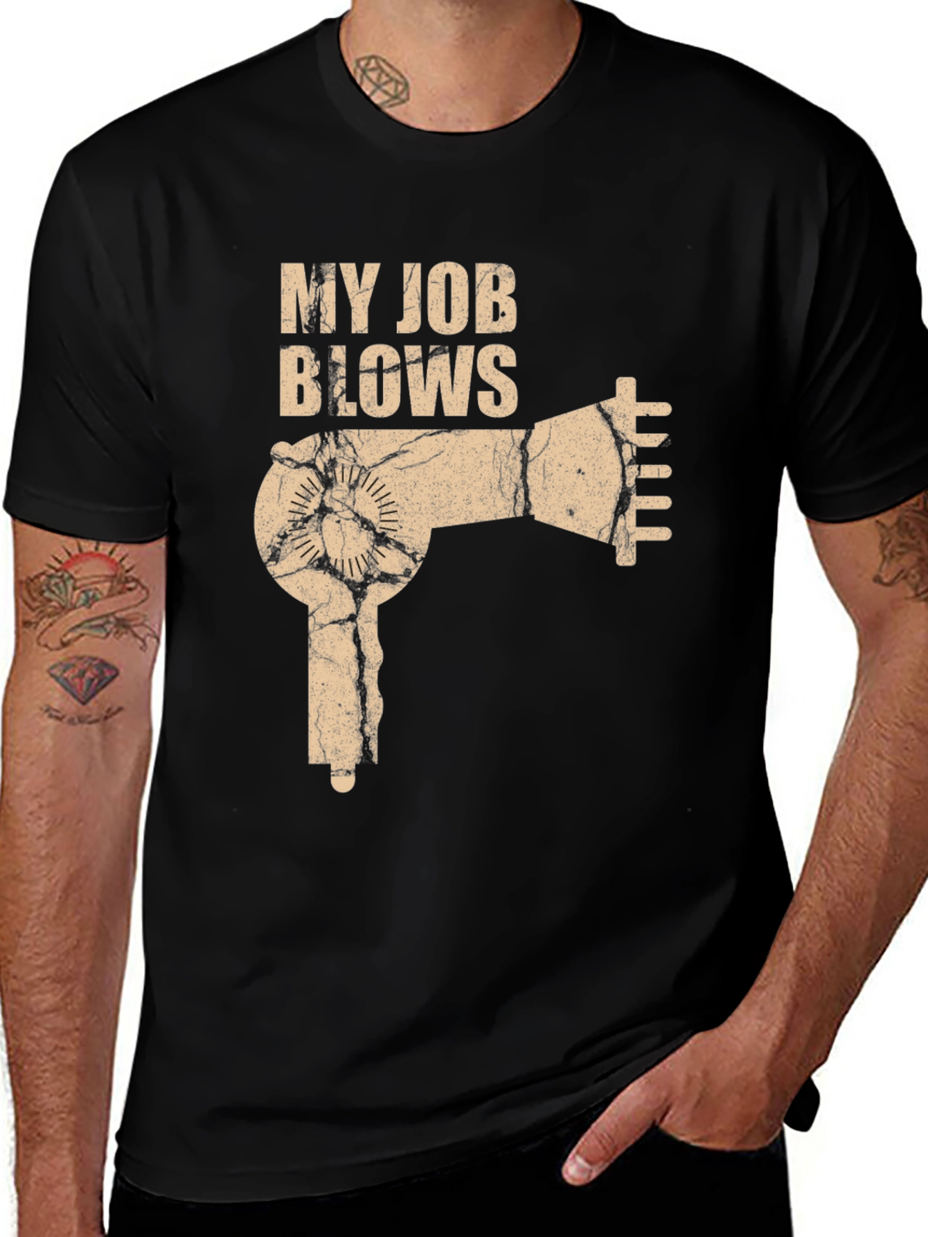 Variant 9 of My Job Blows T-Shirt - Hair Dryer Graphic Tee
