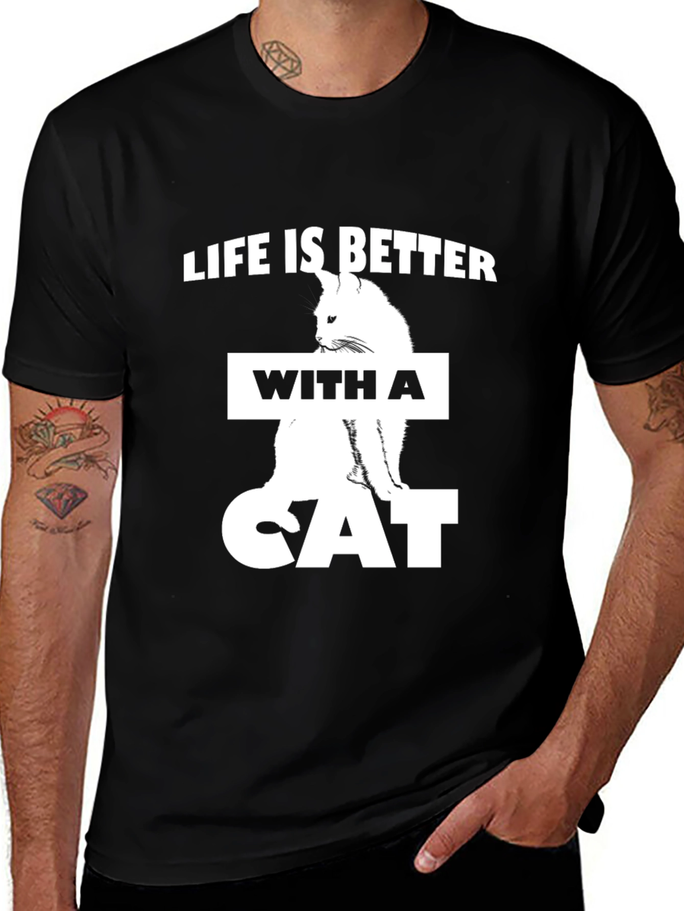 Variant 2 of Life is Better with a Cat Graphic T-Shirt