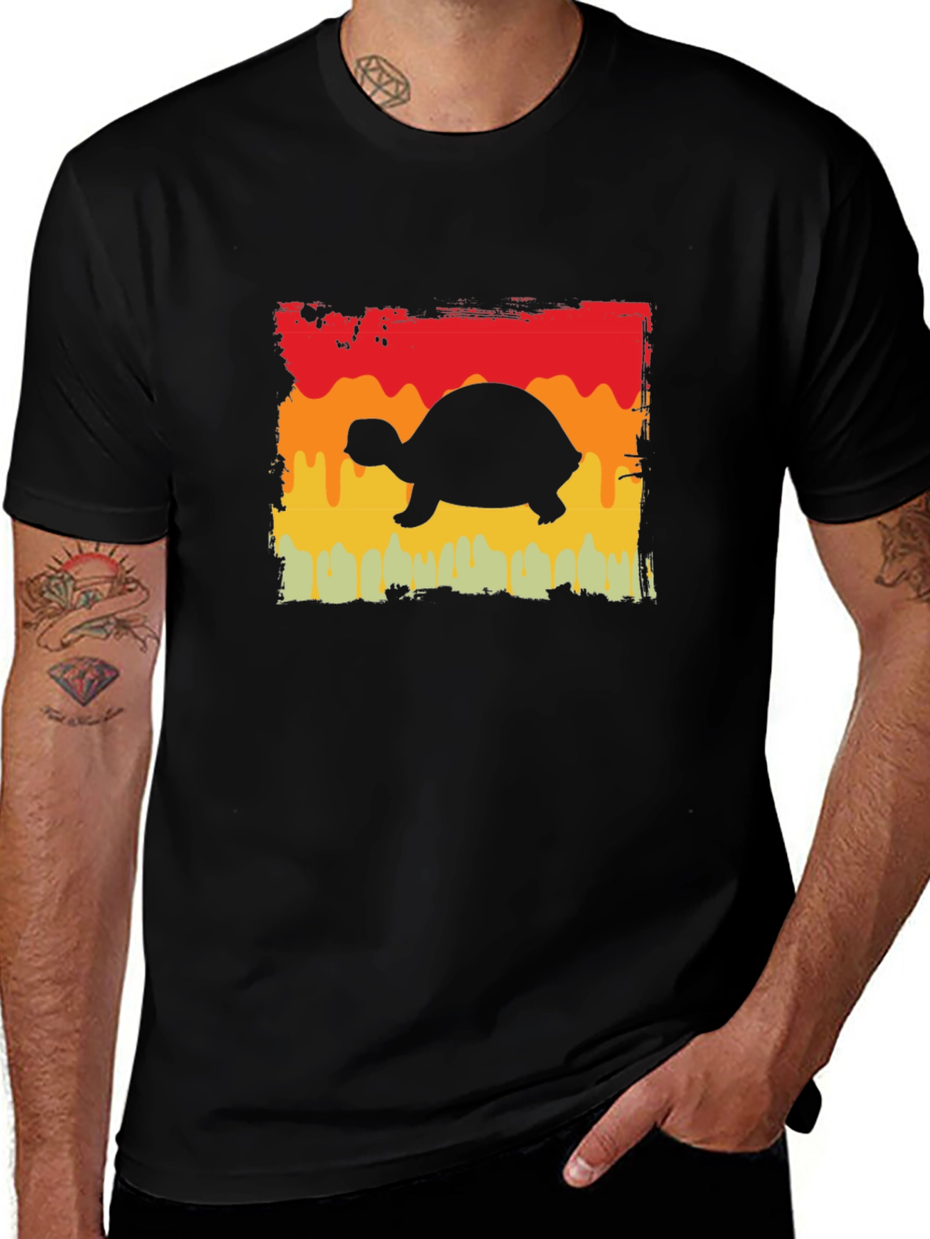 Variant 17 of Retro Turtle Graphic Tee - Black